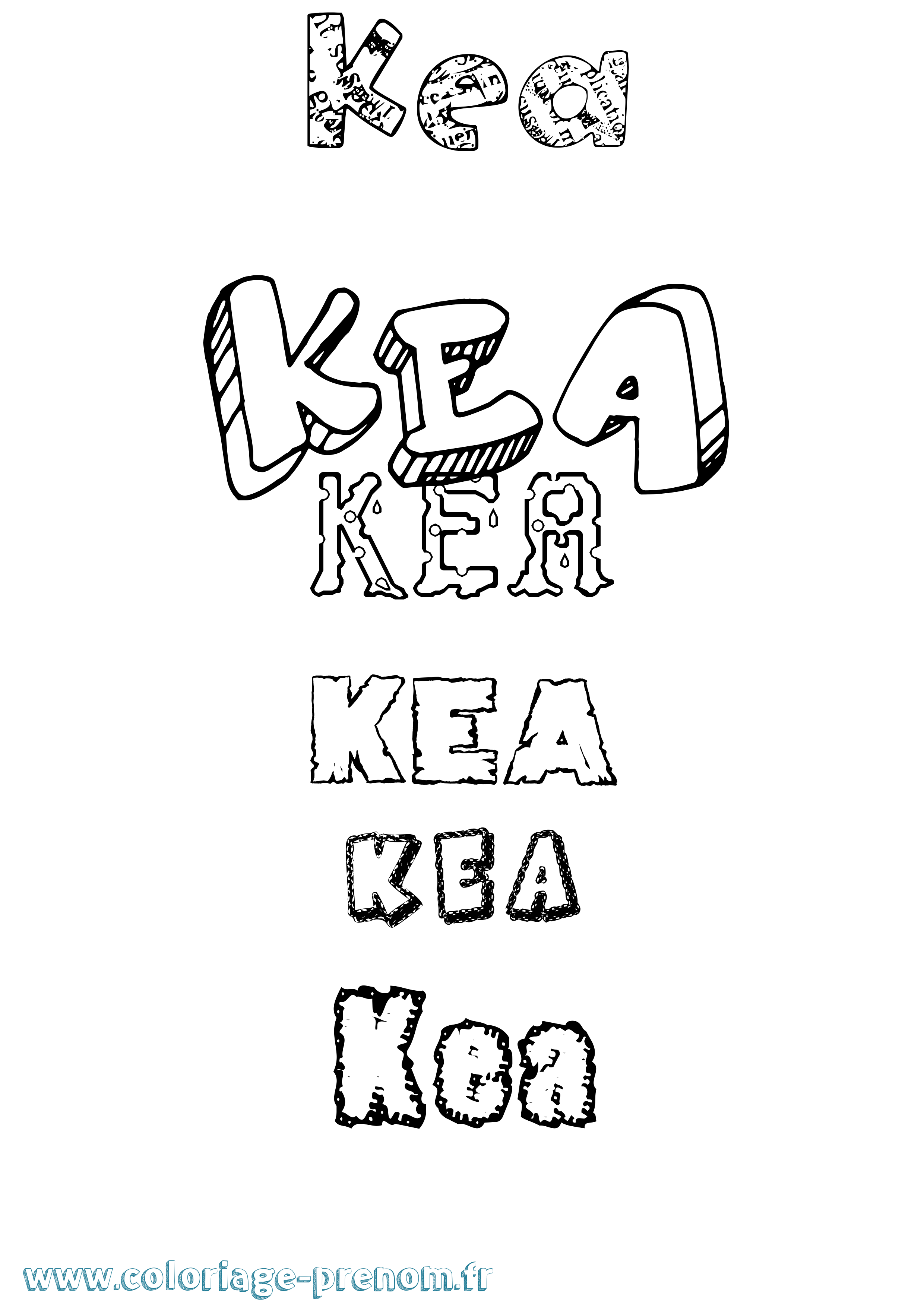 Coloriage prénom Kea Destructuré