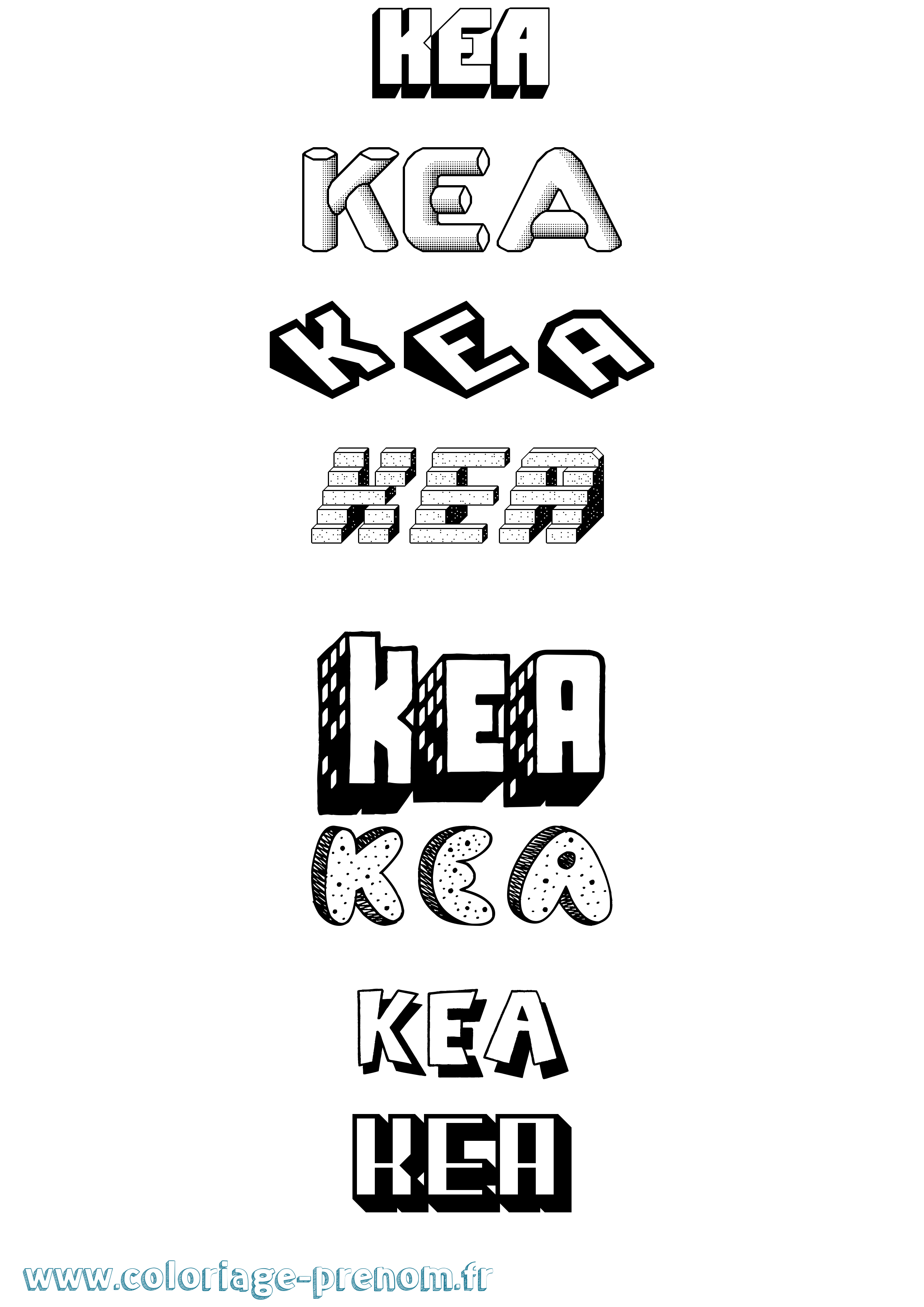 Coloriage prénom Kea Effet 3D