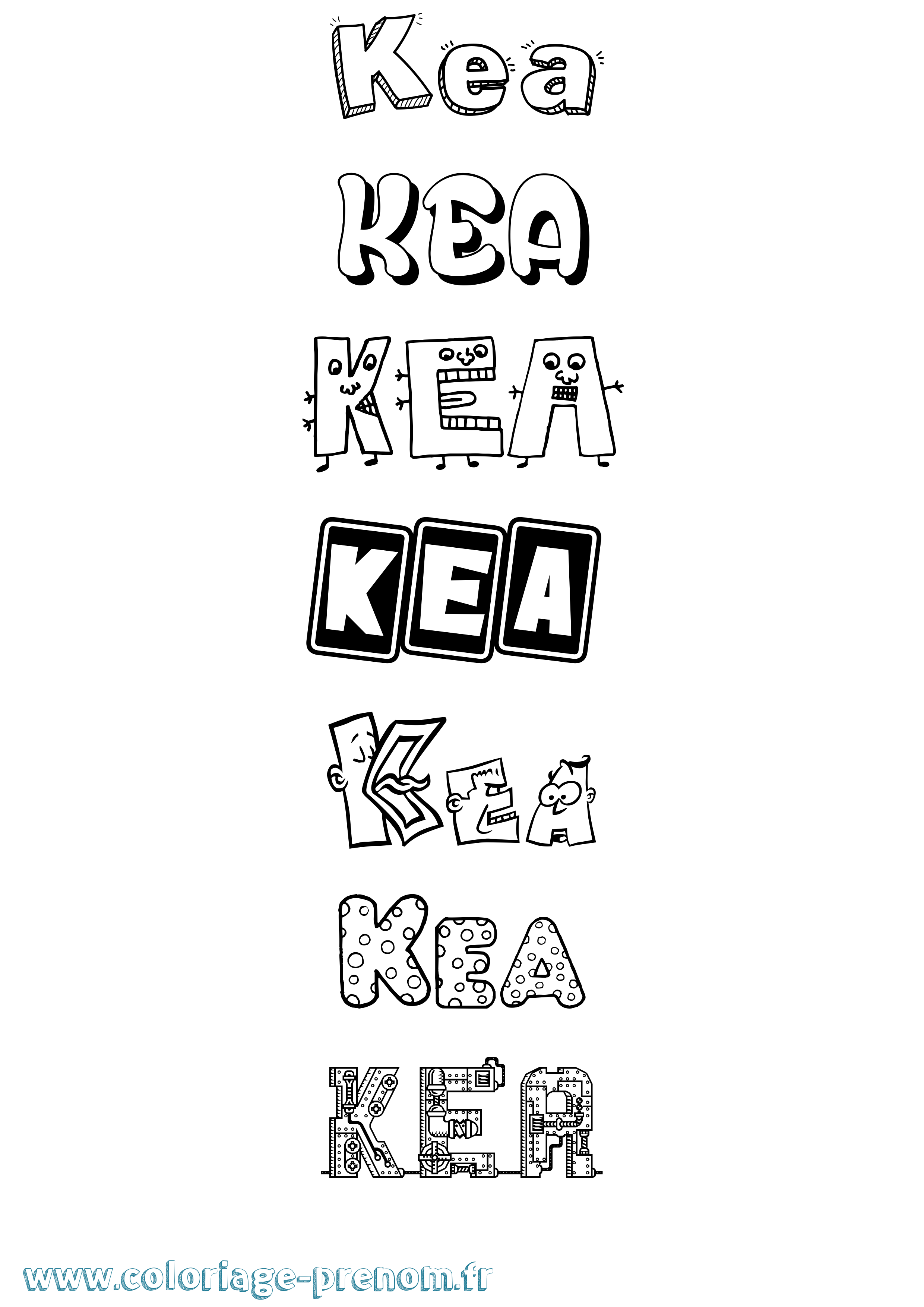 Coloriage prénom Kea Fun