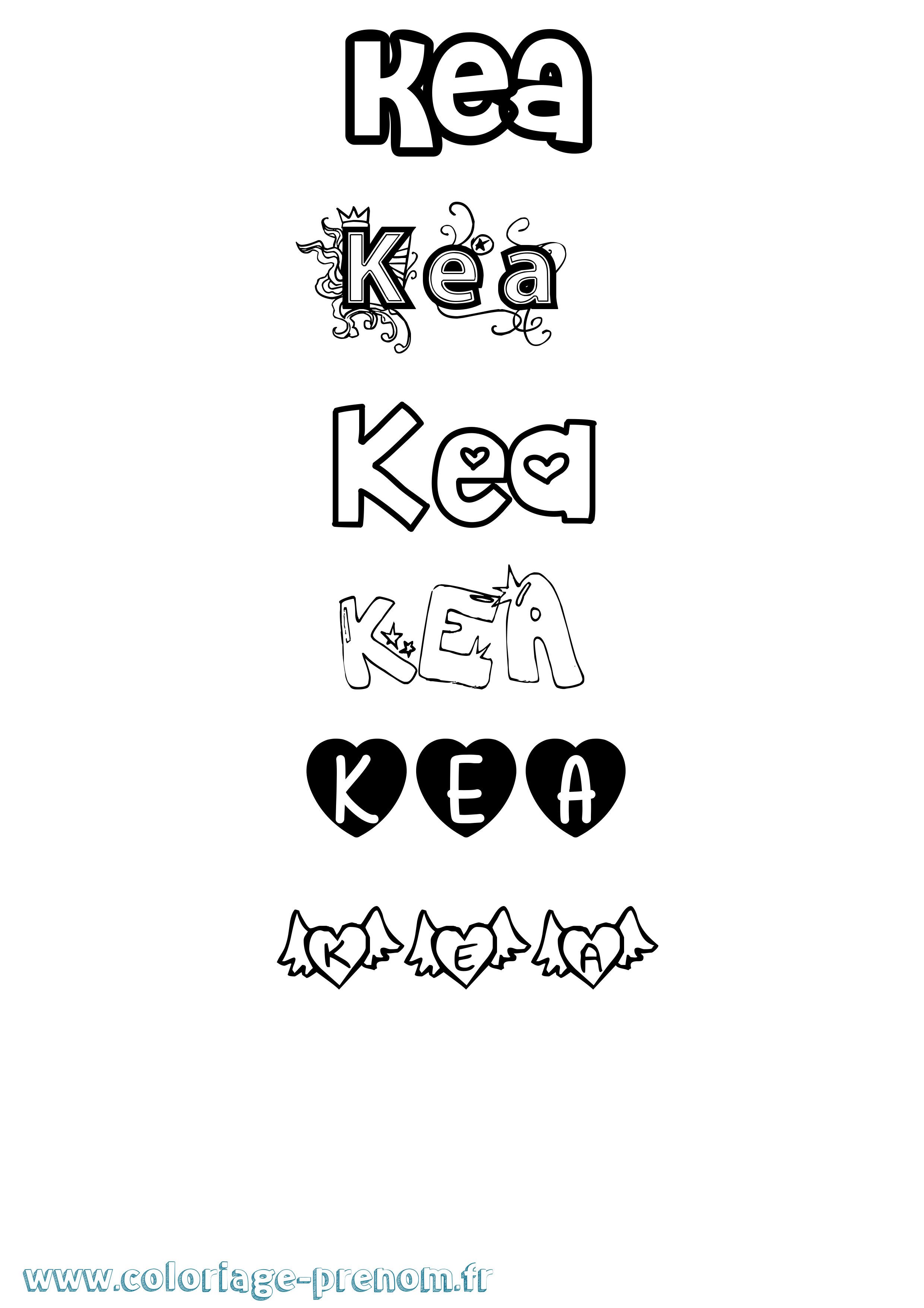 Coloriage prénom Kea Girly