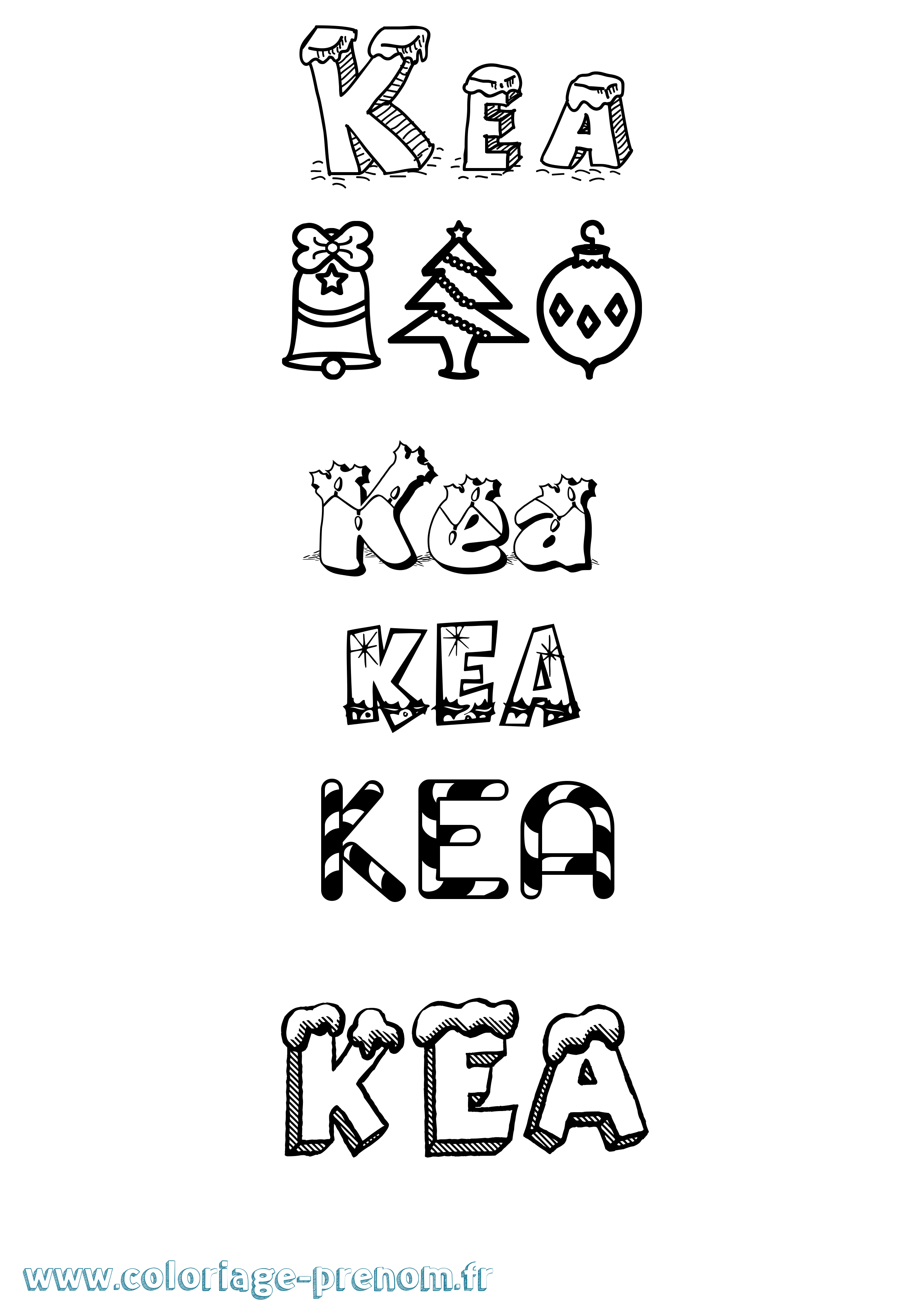 Coloriage prénom Kea Noël