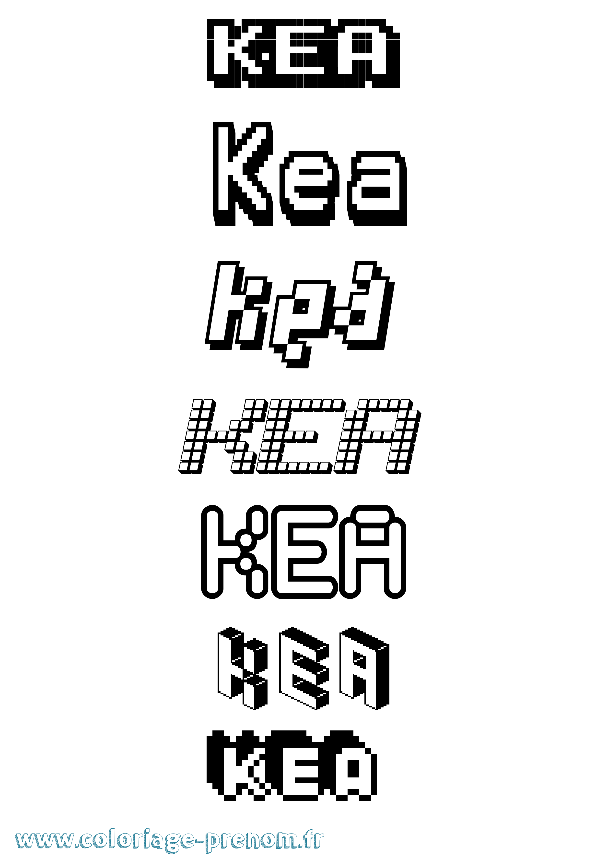 Coloriage prénom Kea Pixel