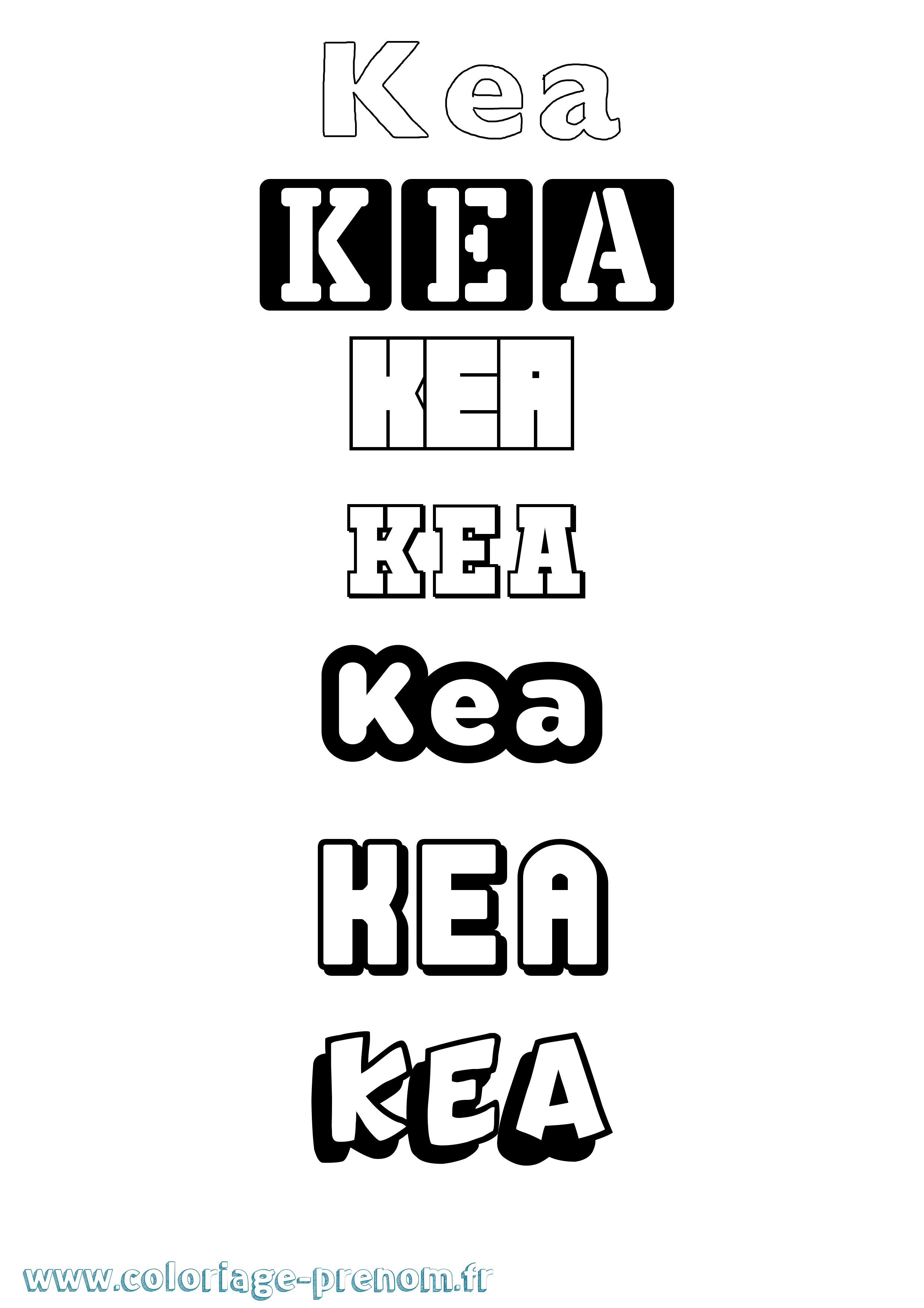 Coloriage prénom Kea Simple