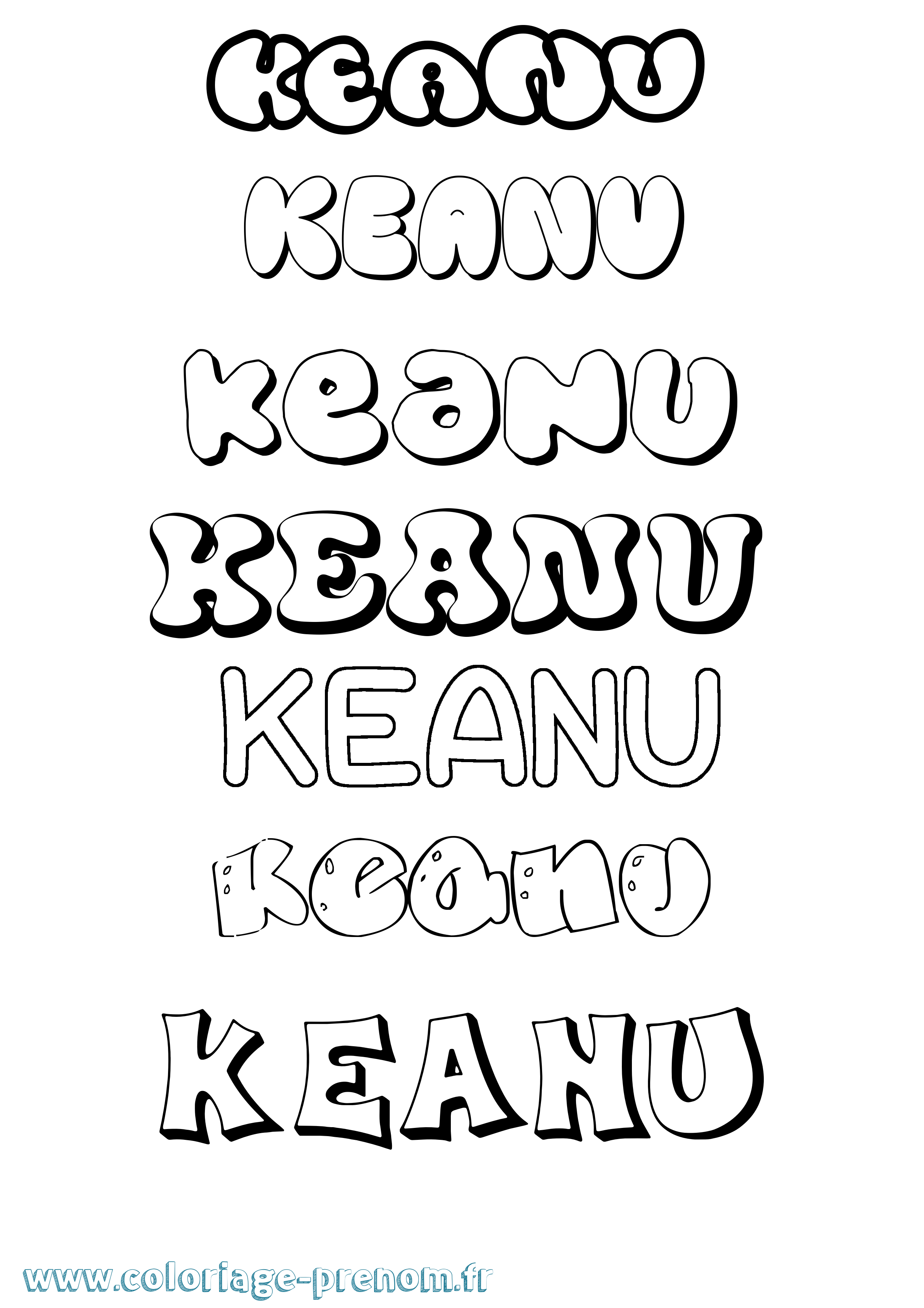 Coloriage Keanu Bubble Coloriage prénom Keanu Bubble