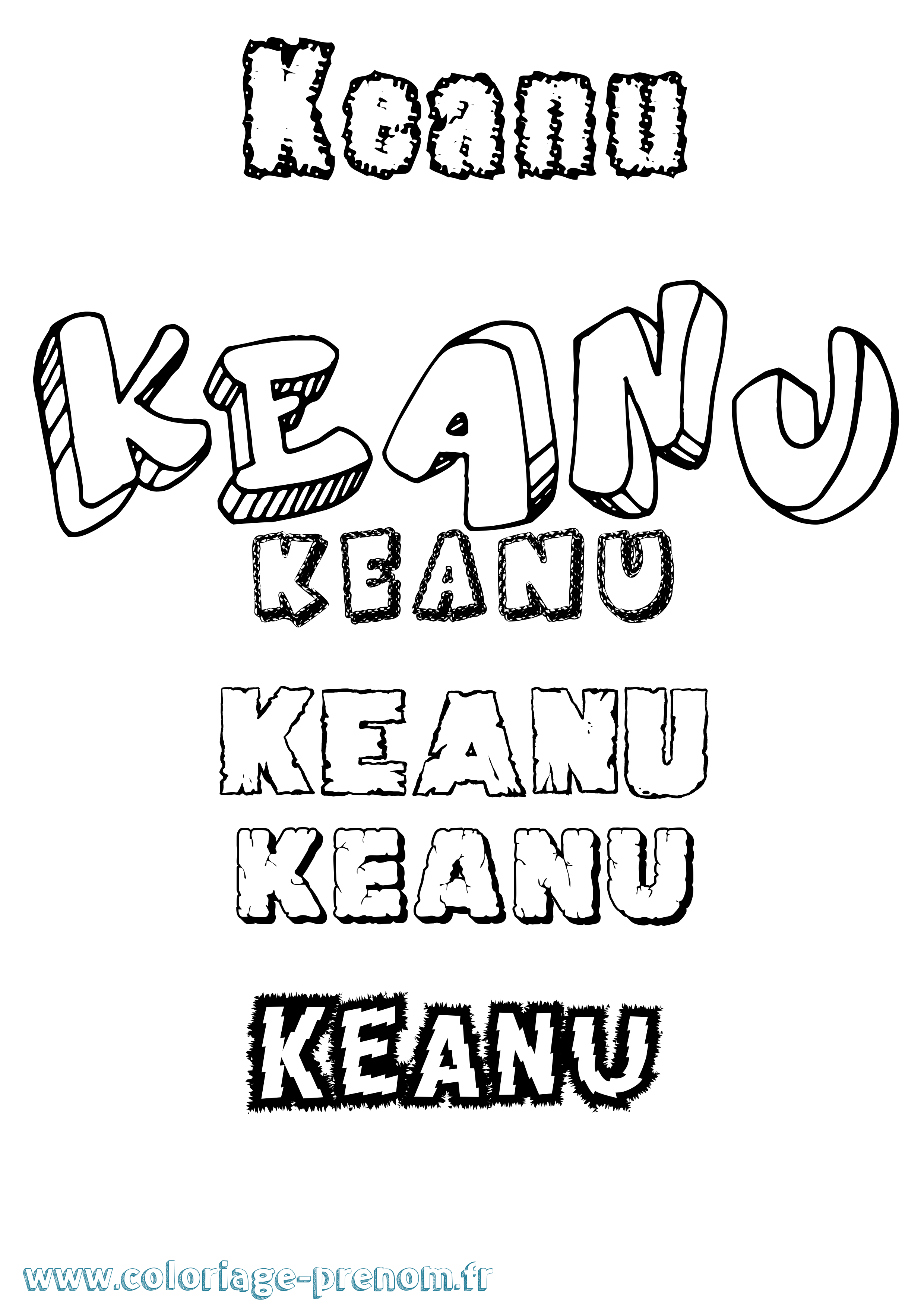 Coloriage Keanu Destructuré Coloriage prénom Keanu Destructuré