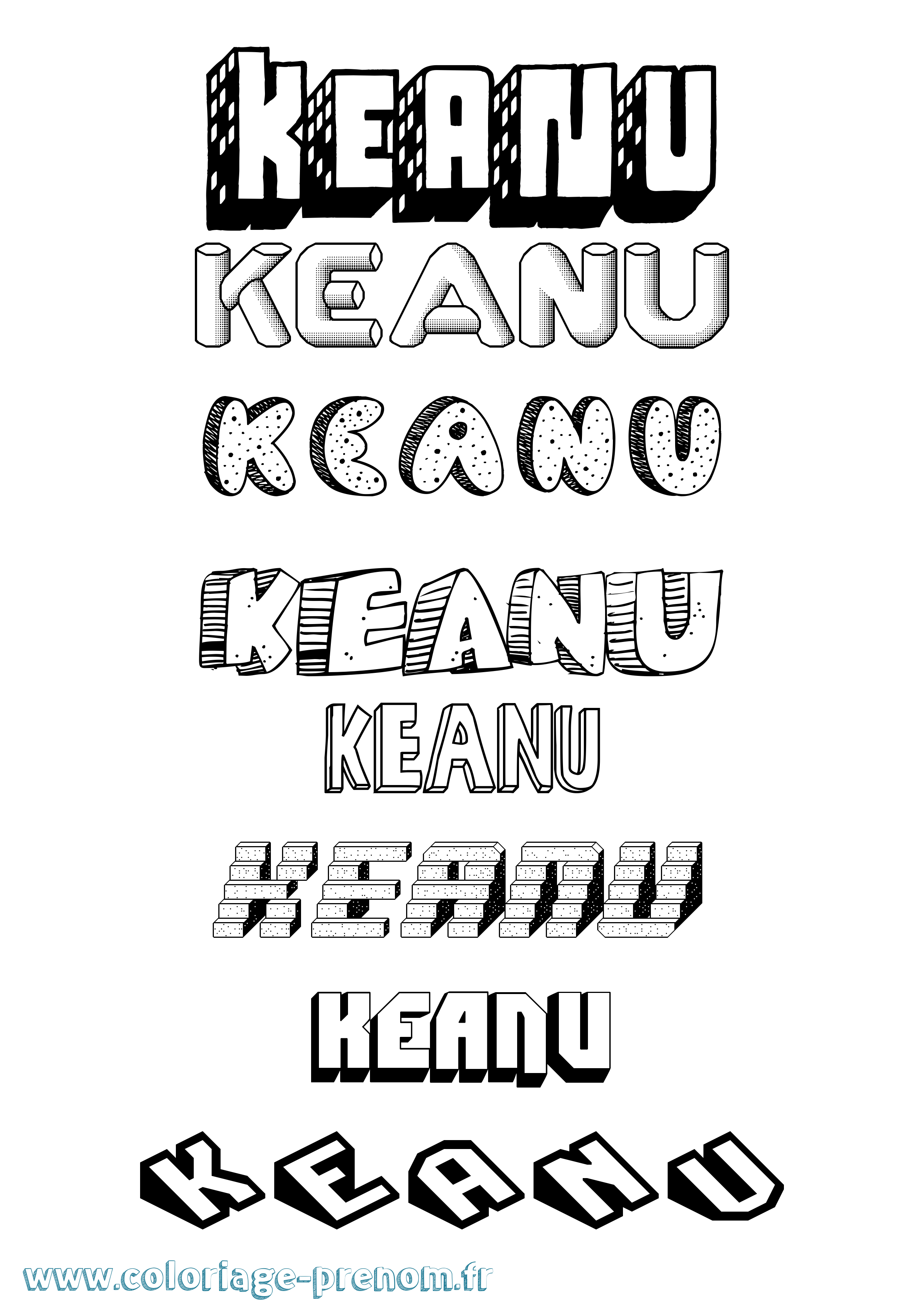 Coloriage Keanu Effet 3D Coloriage prénom Keanu Effet 3D