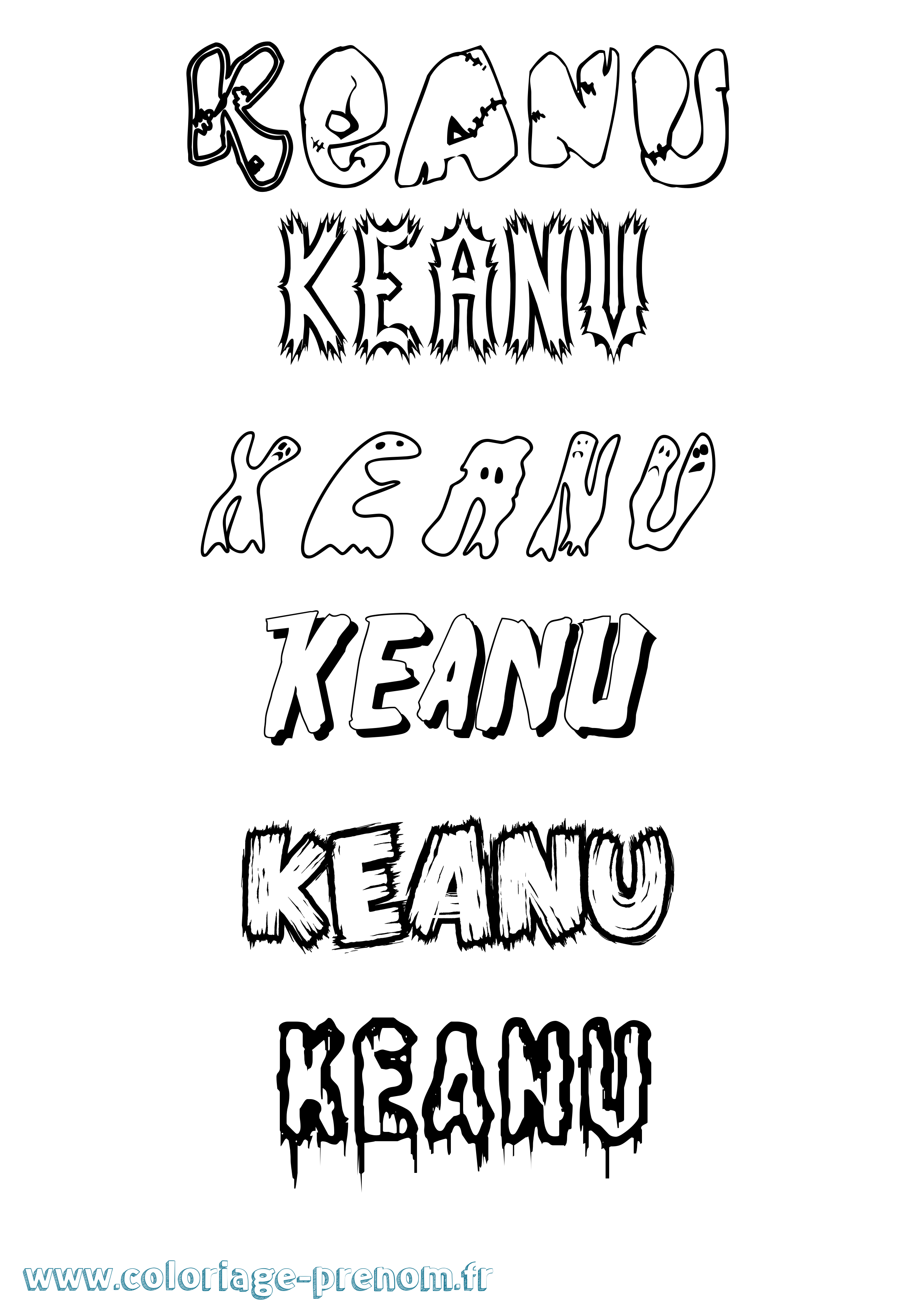 Coloriage Keanu Frisson Coloriage prénom Keanu Frisson