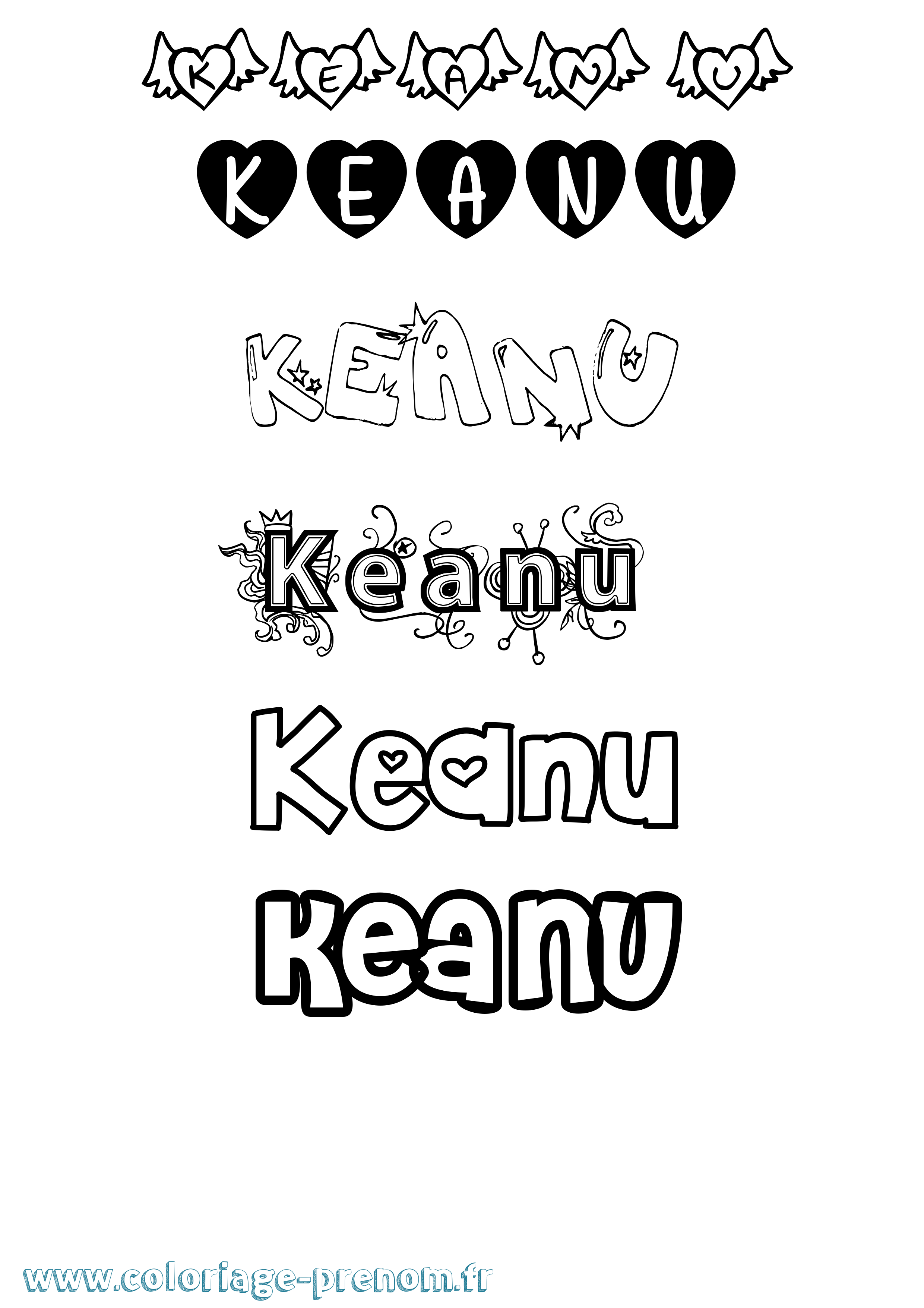 Coloriage Keanu Girly Coloriage prénom Keanu Girly