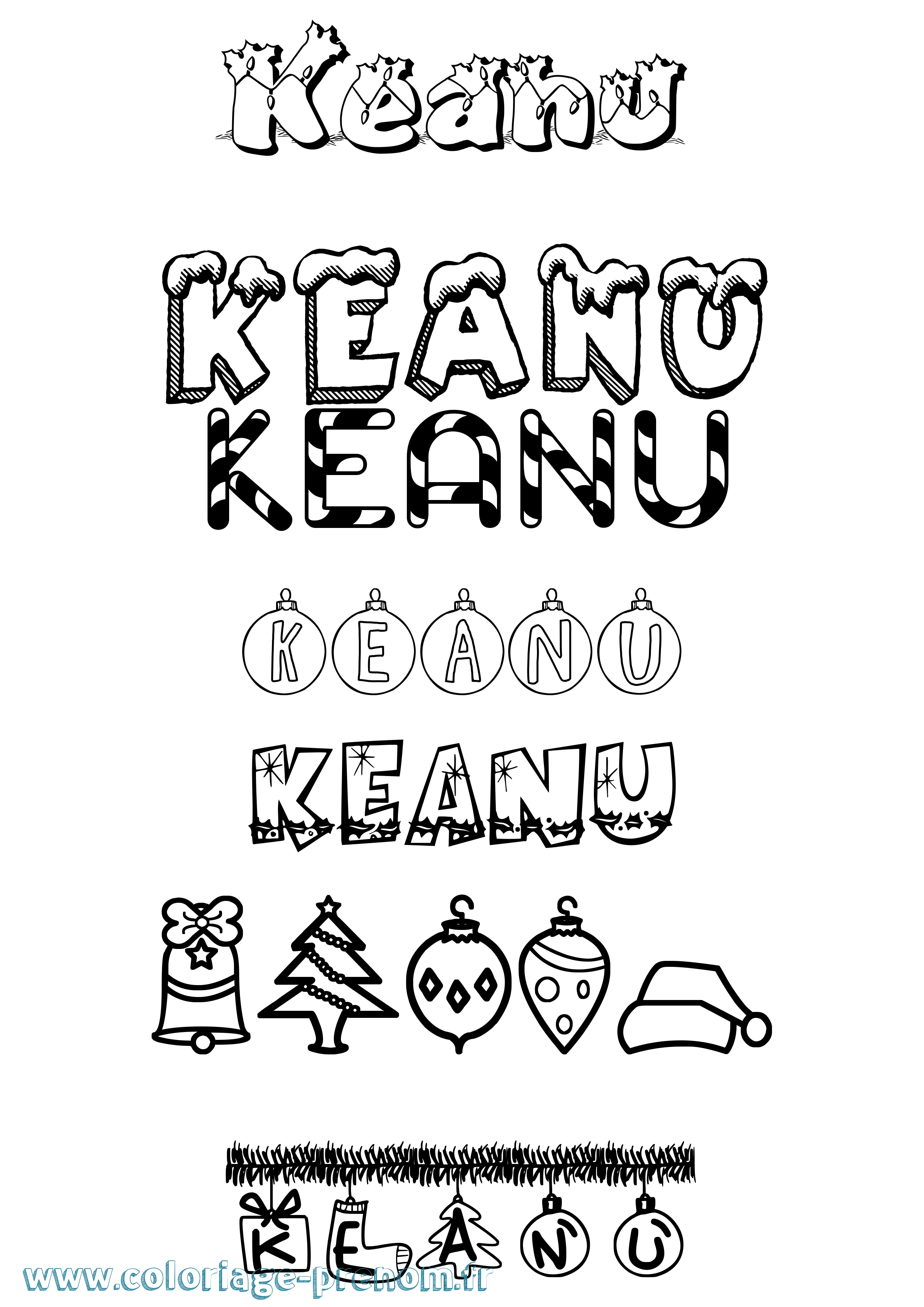 Coloriage Keanu Noël Coloriage prénom Keanu Noël