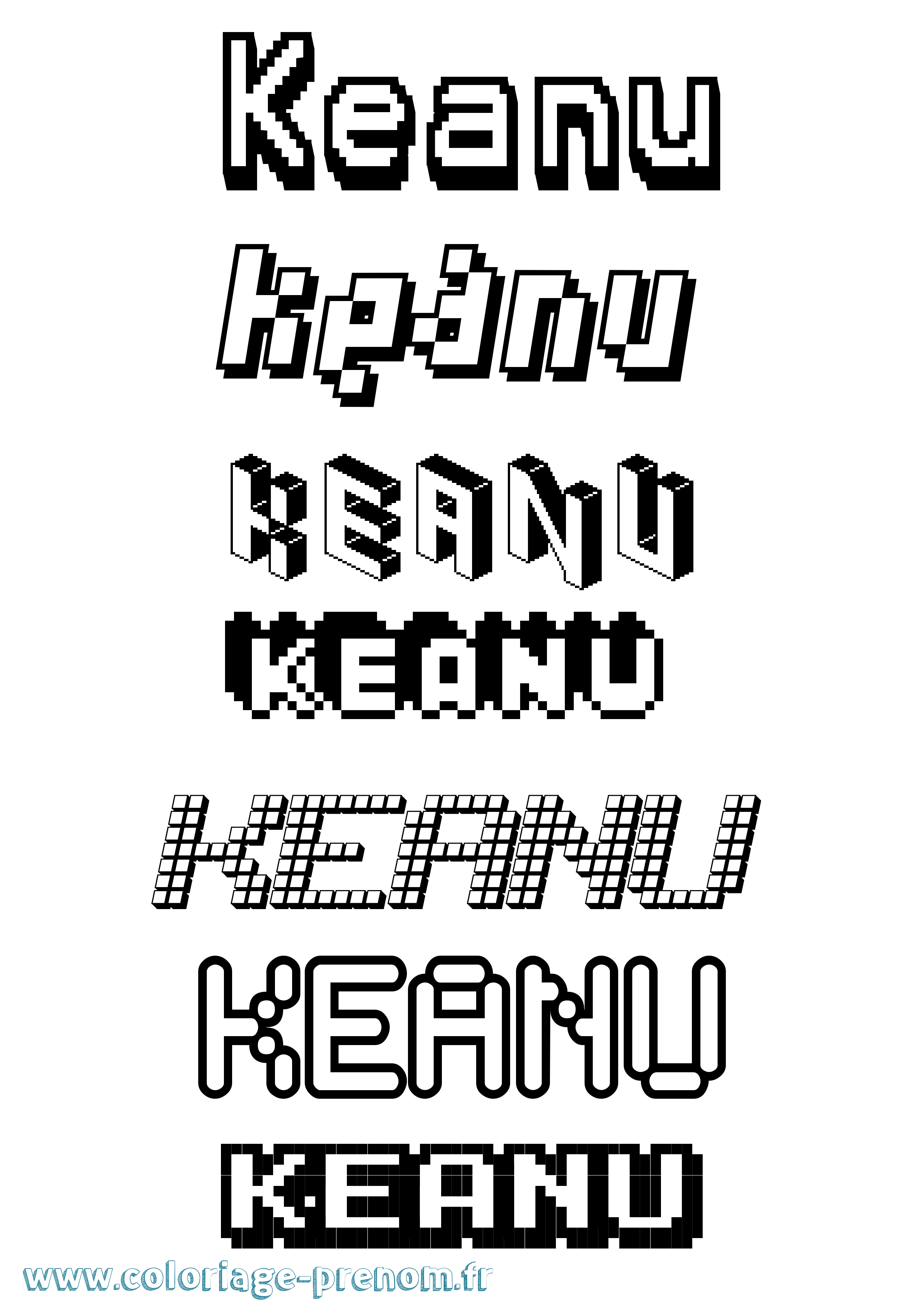 Coloriage Keanu Pixel Coloriage prénom Keanu Pixel