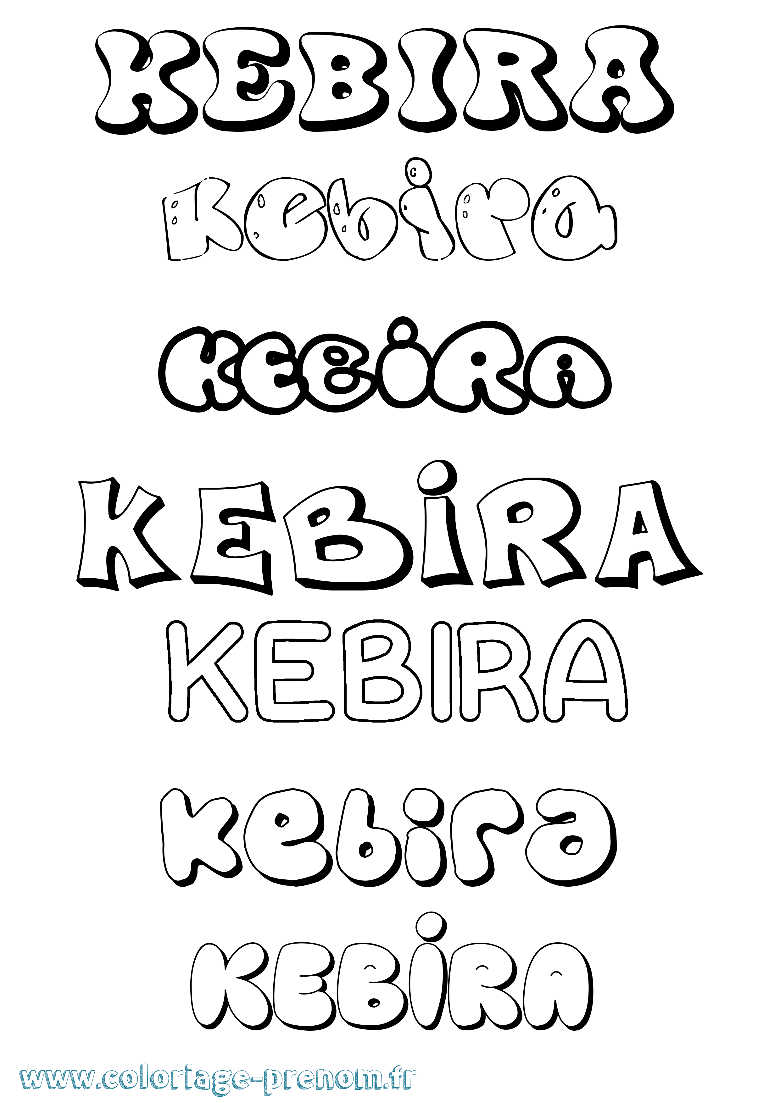 Coloriage prénom Kebira Bubble