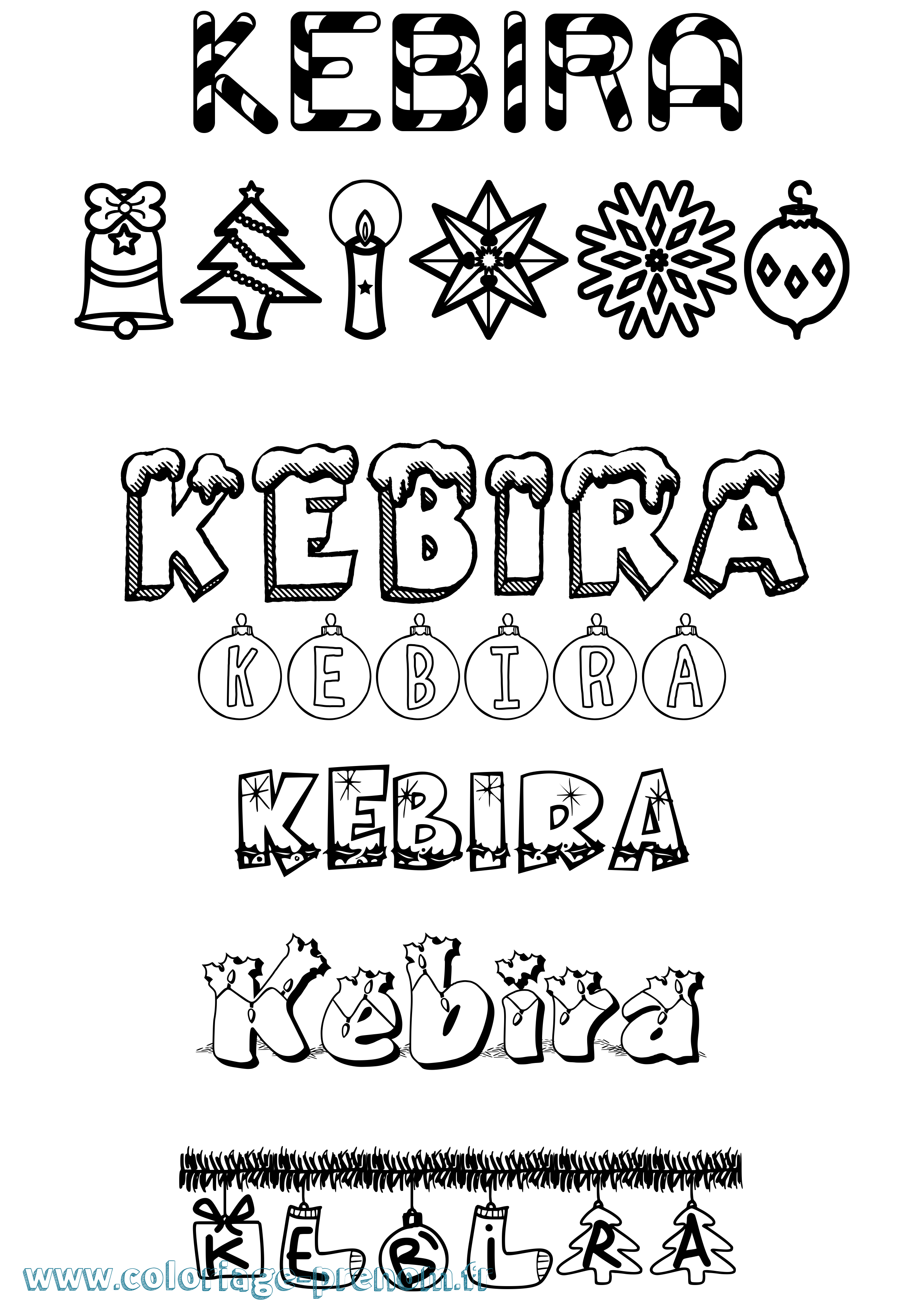 Coloriage prénom Kebira Noël