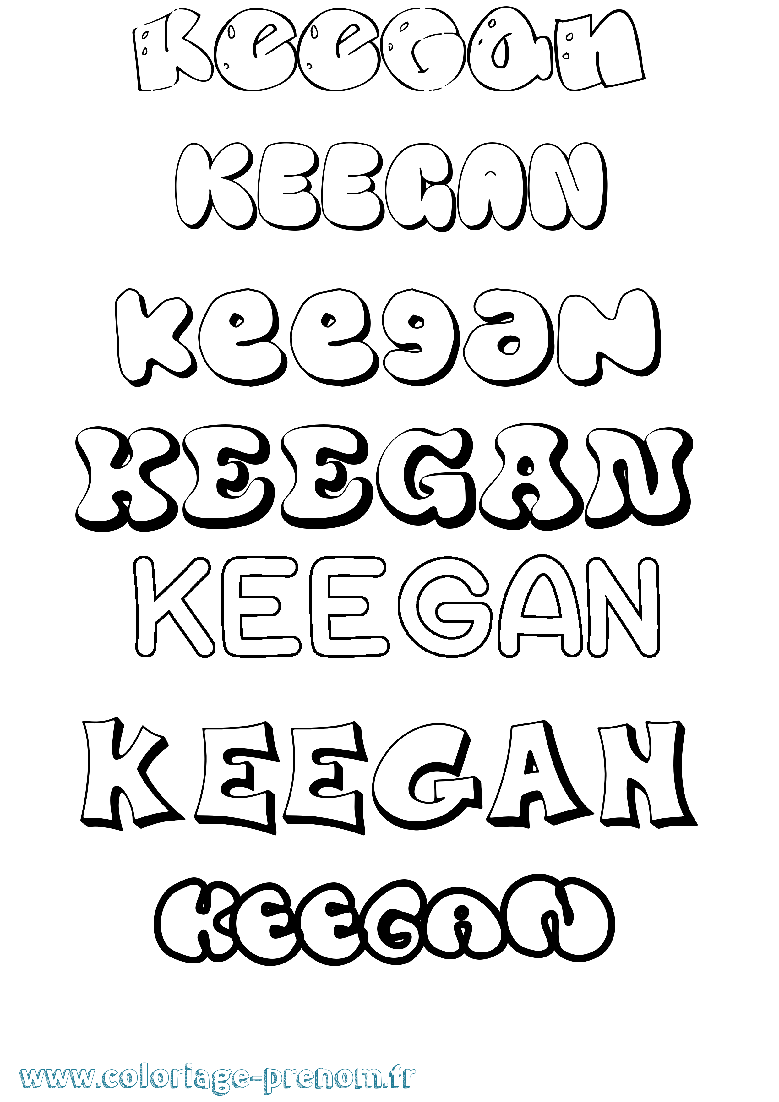 Coloriage prénom Keegan Bubble