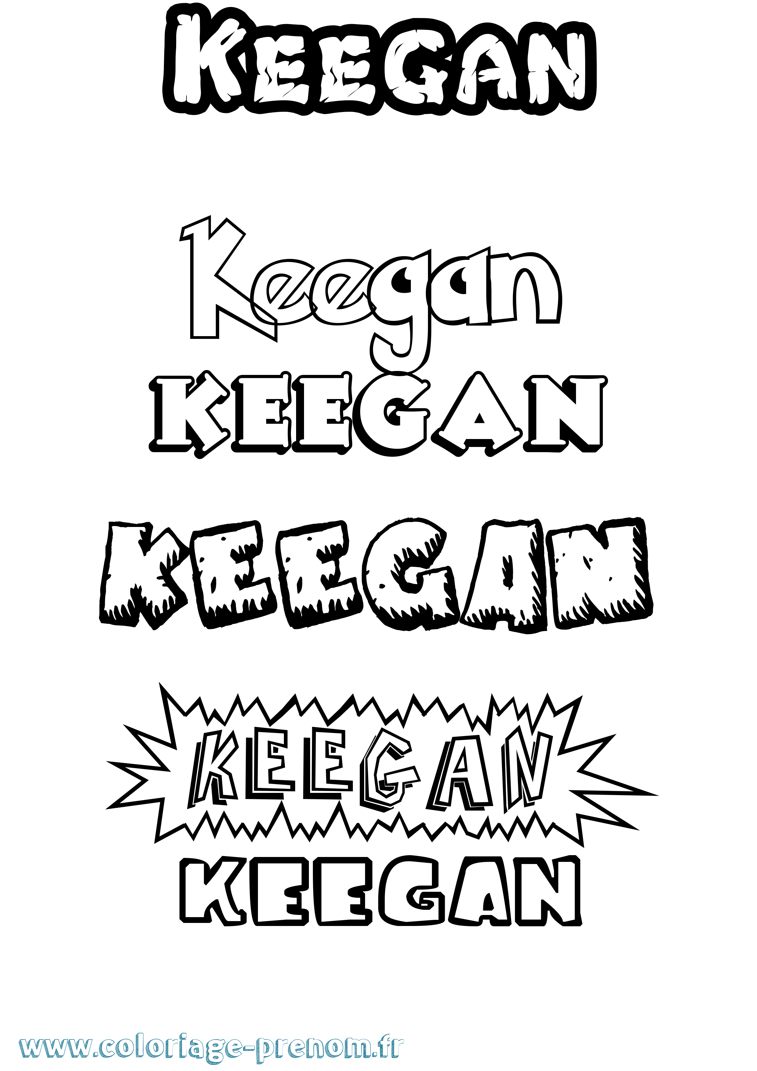 Coloriage prénom Keegan Dessin Animé