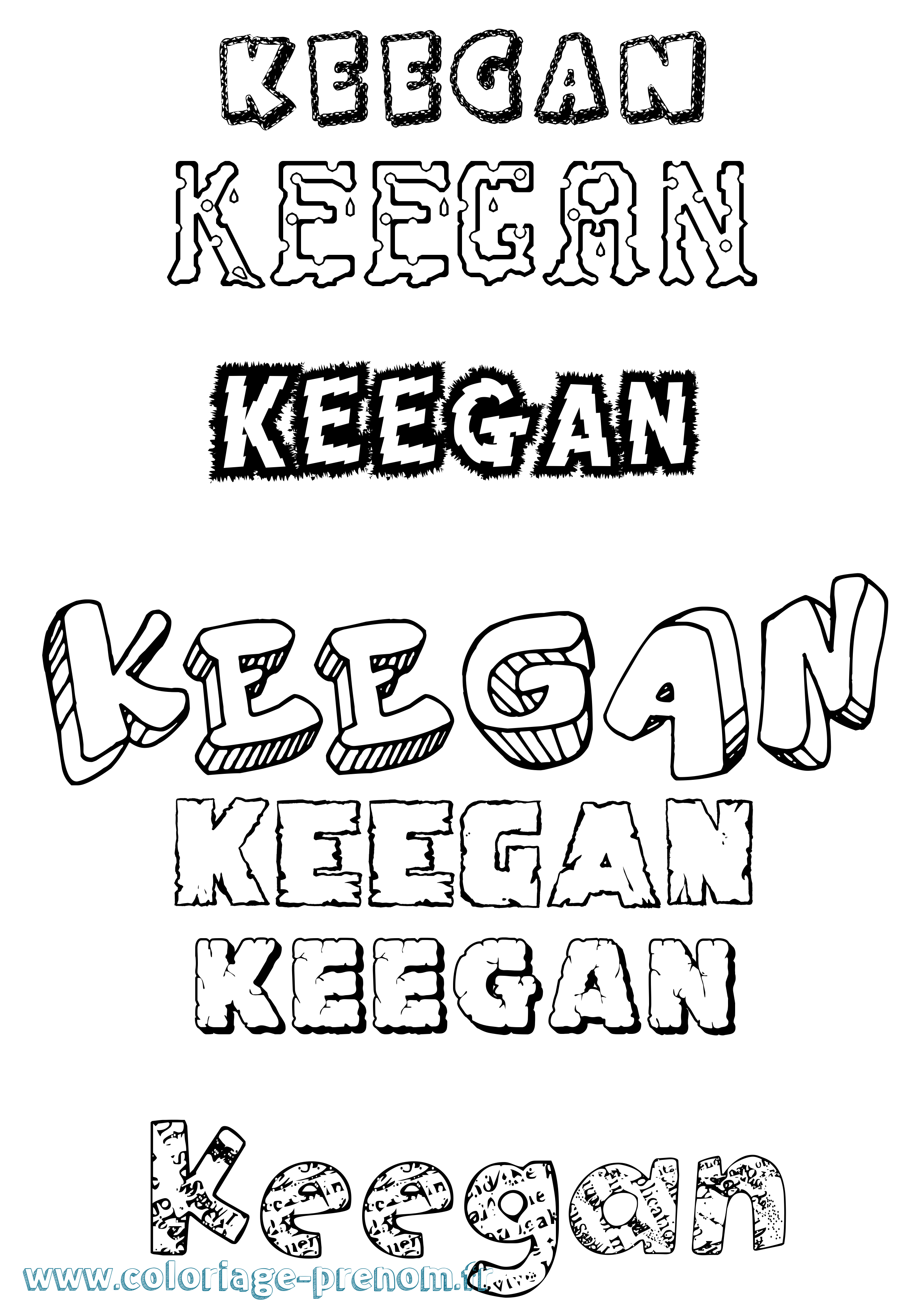 Coloriage prénom Keegan Destructuré