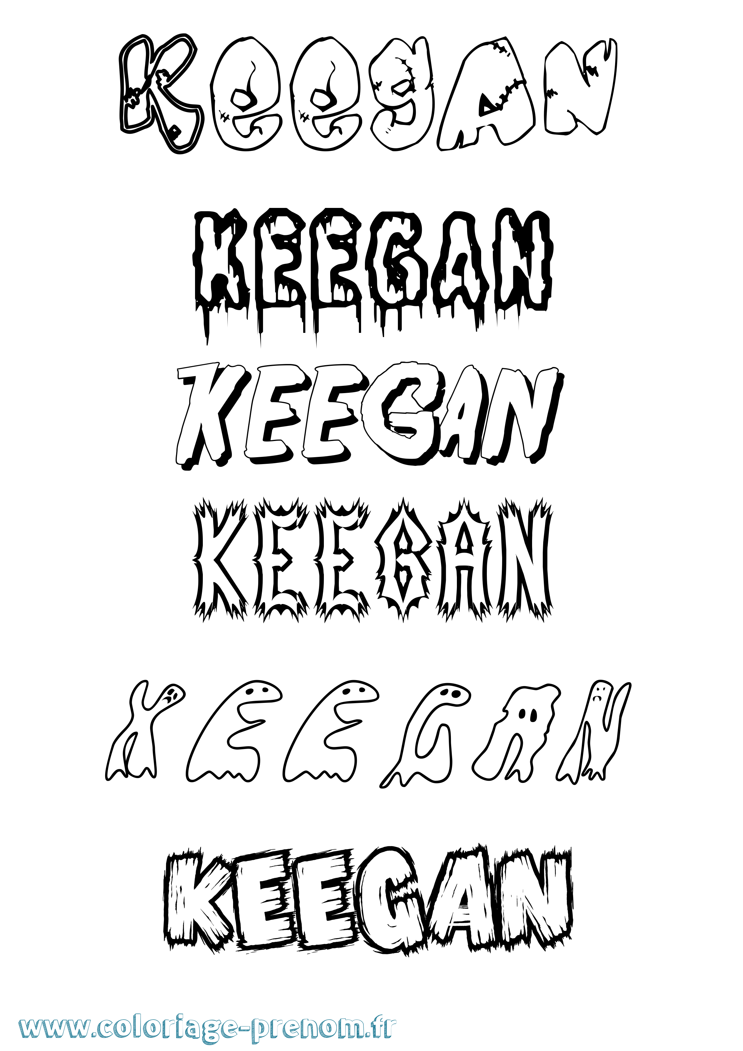 Coloriage prénom Keegan Frisson