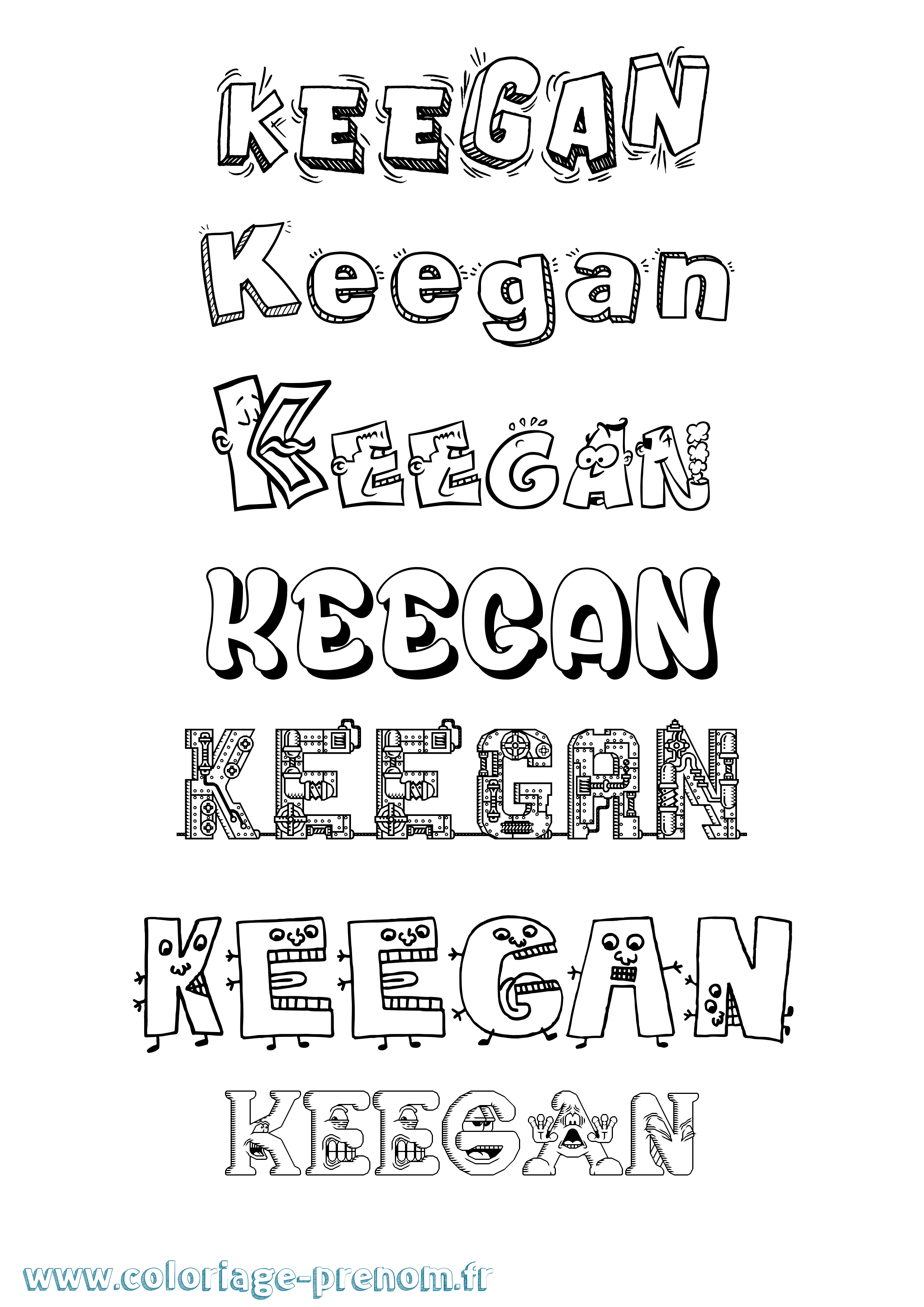 Coloriage prénom Keegan Fun