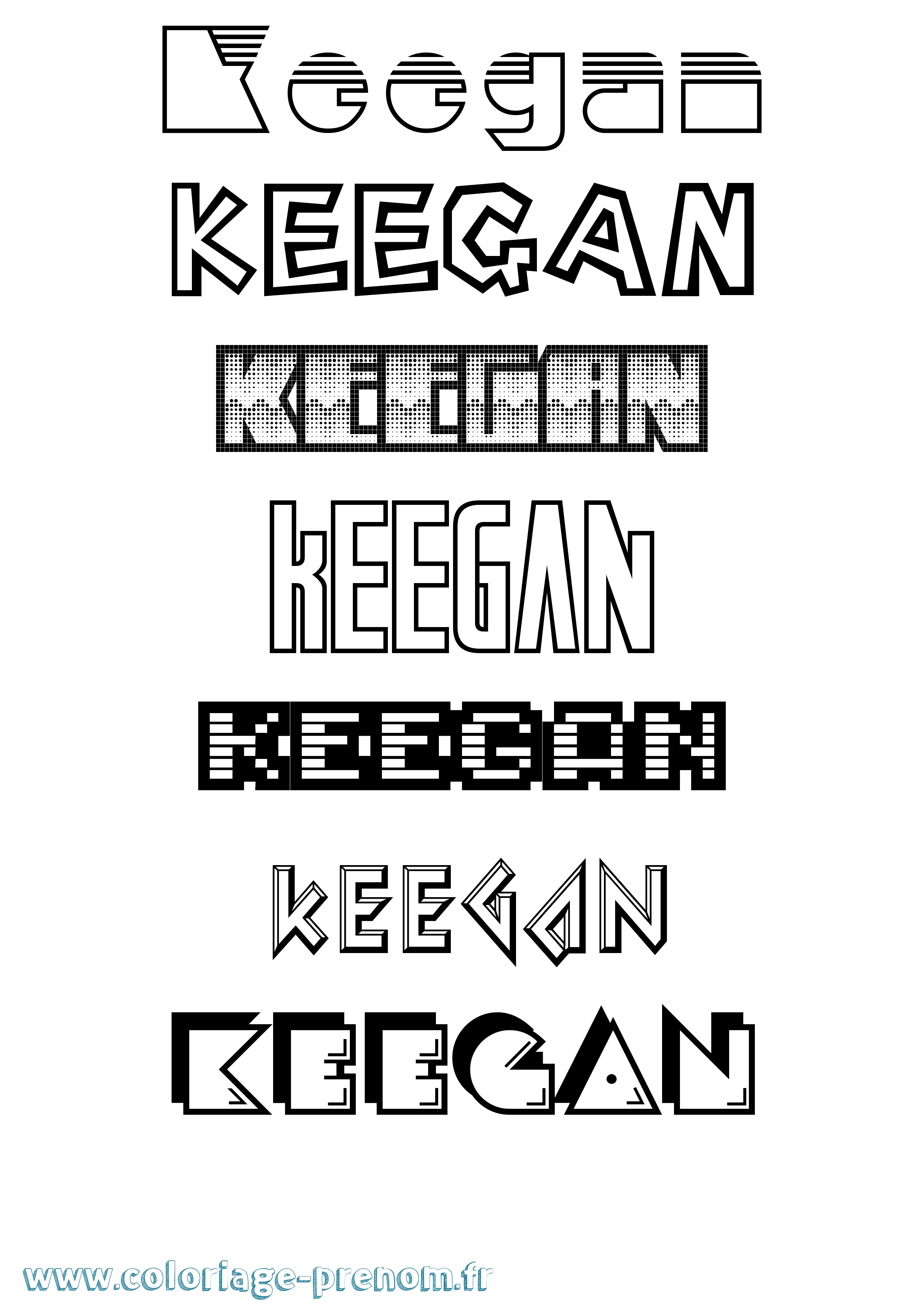 Coloriage prénom Keegan Jeux Vidéos