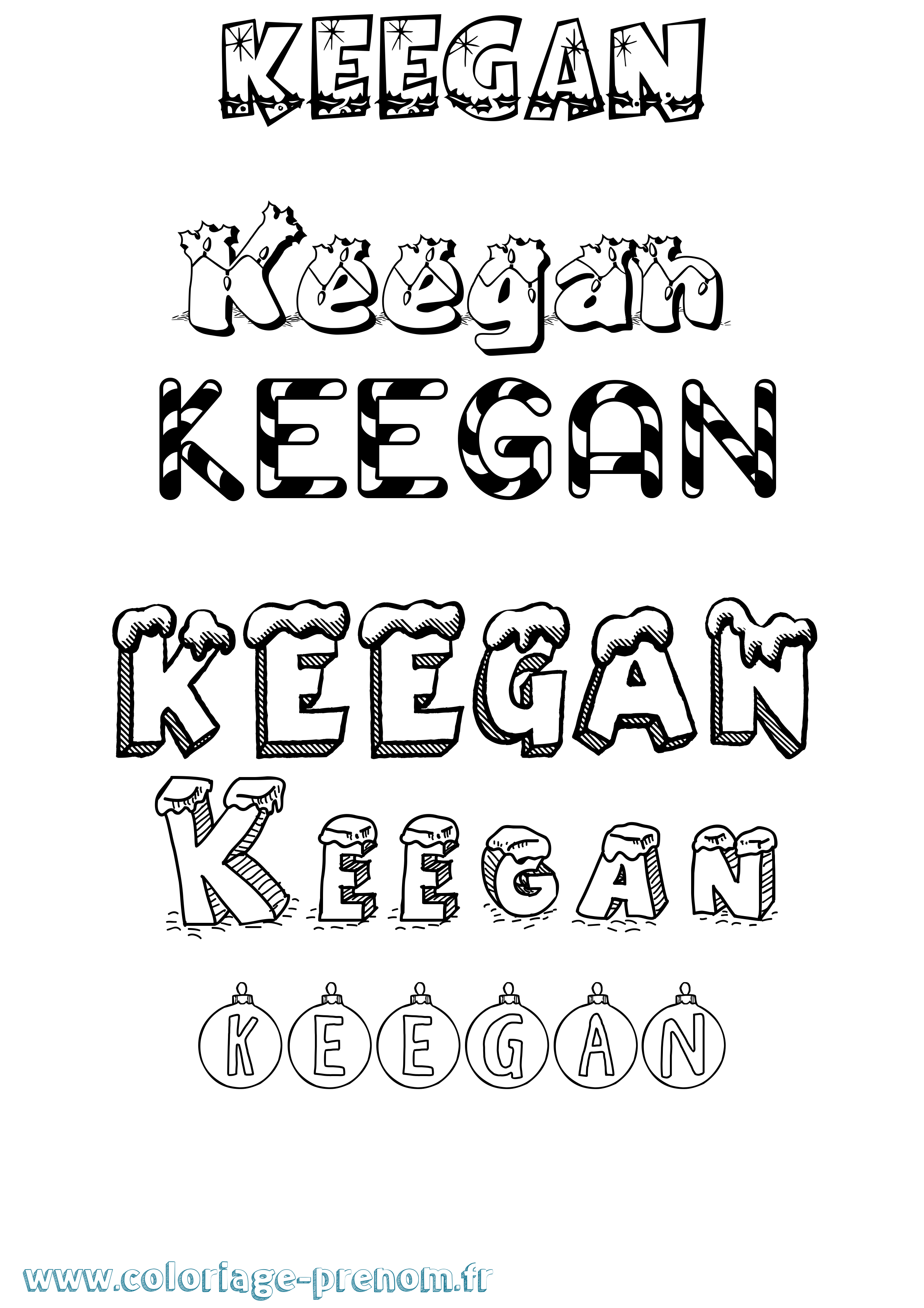 Coloriage prénom Keegan Noël