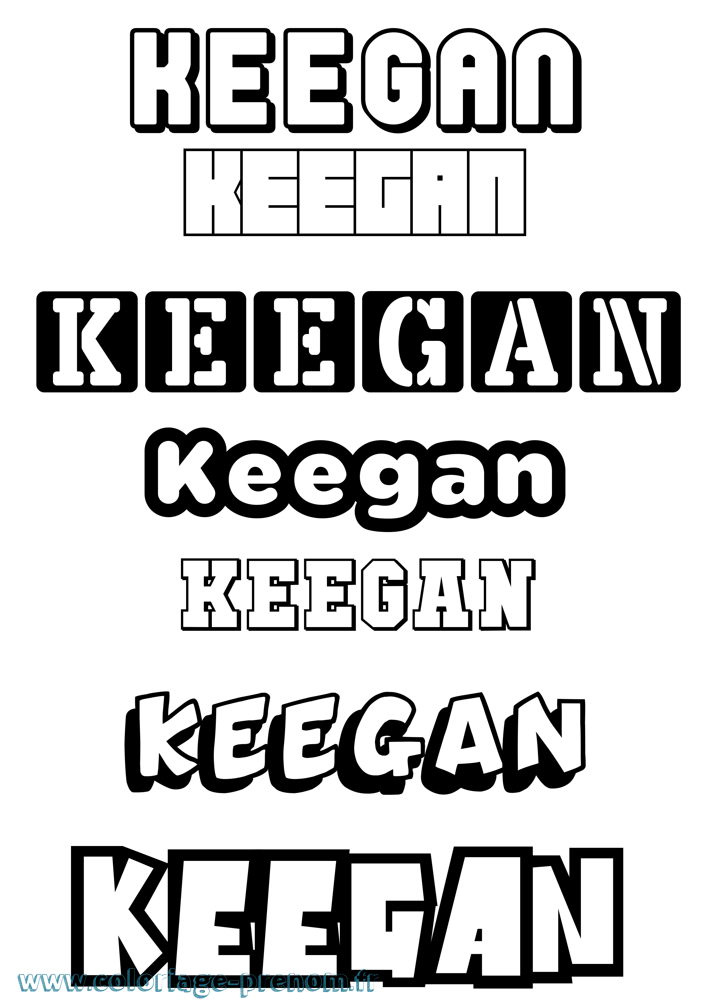 Coloriage prénom Keegan Simple