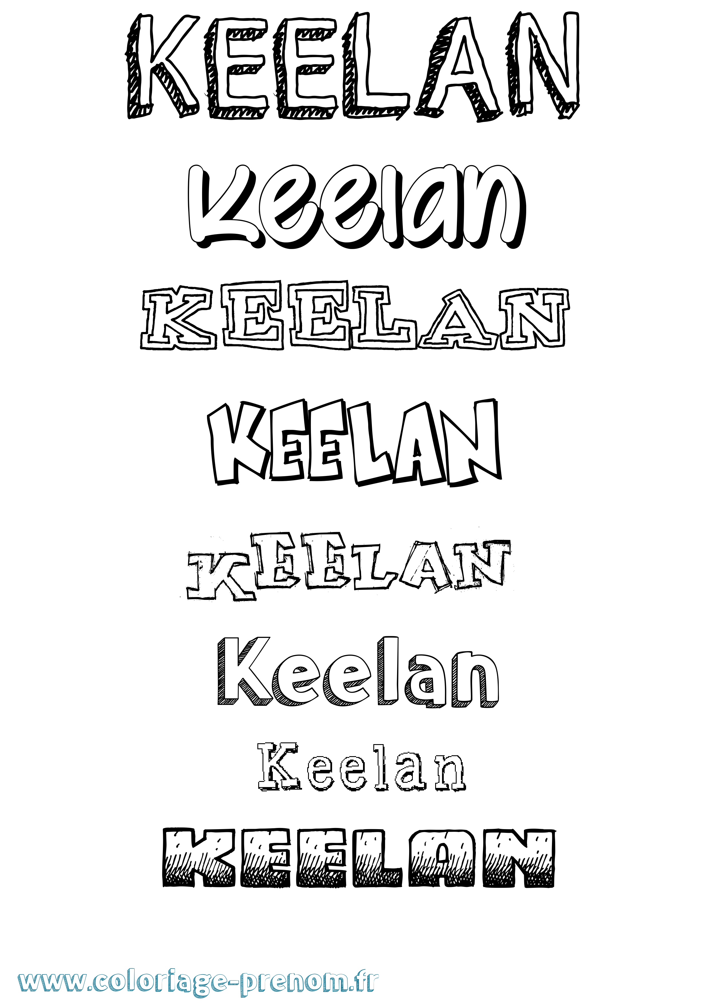 Coloriage prénom Keelan Dessiné