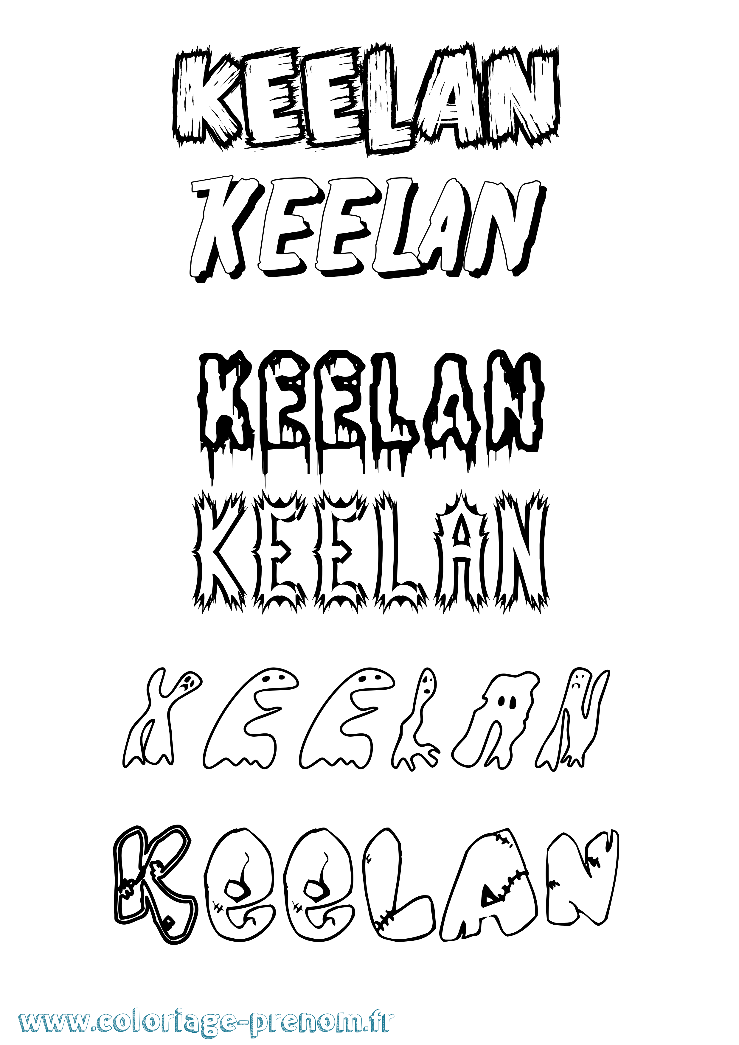 Coloriage prénom Keelan Frisson