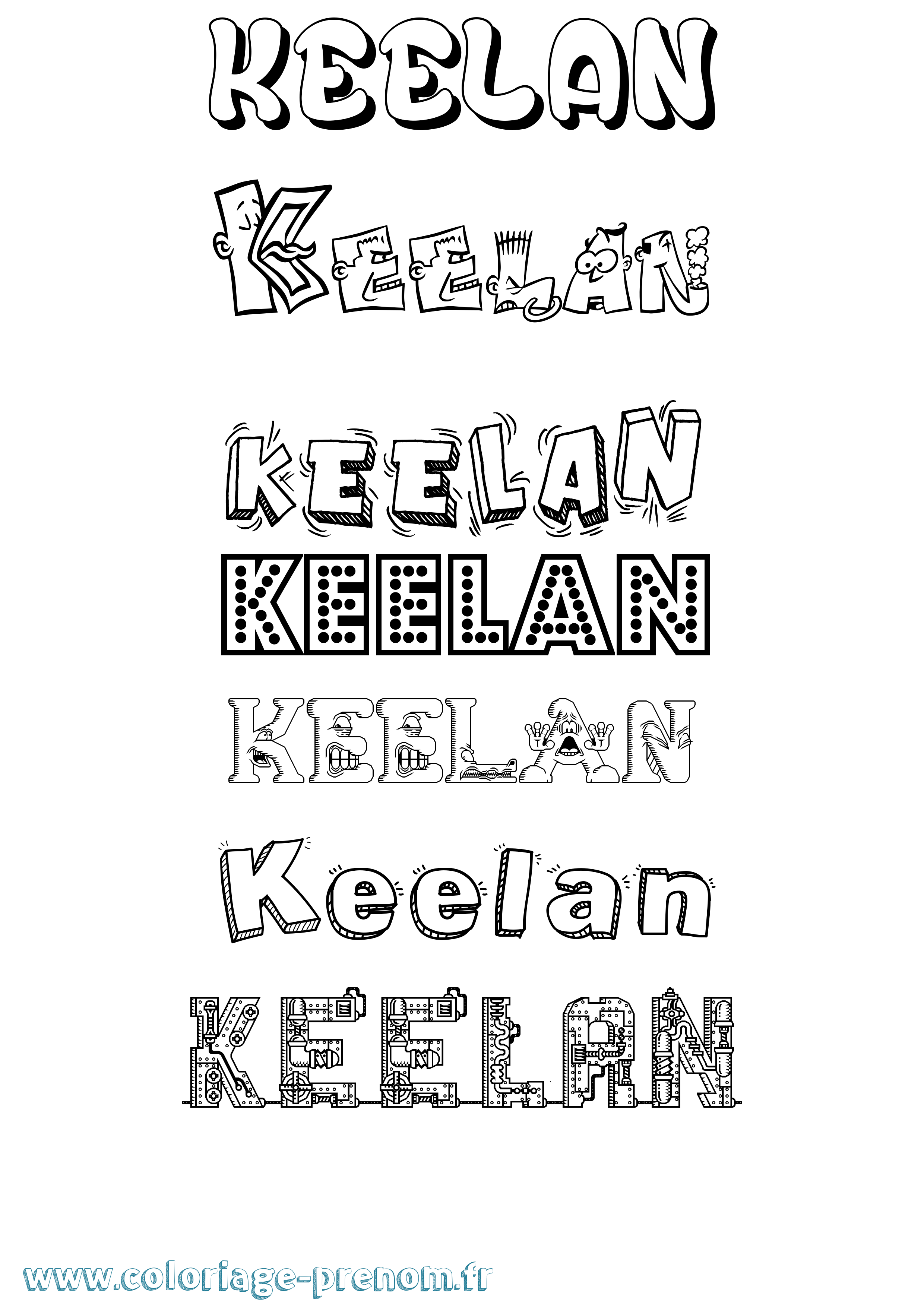 Coloriage prénom Keelan Fun