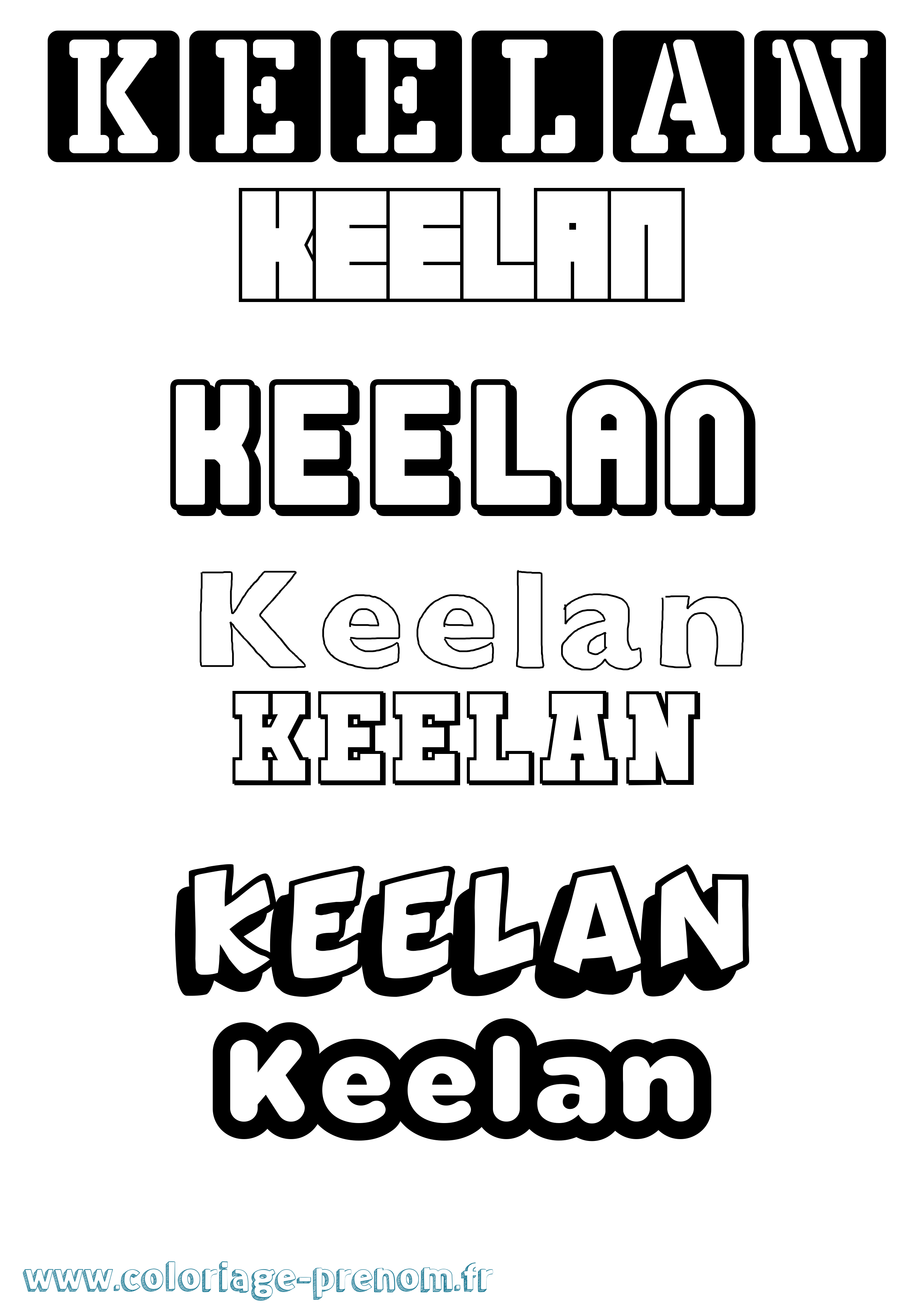 Coloriage prénom Keelan Simple