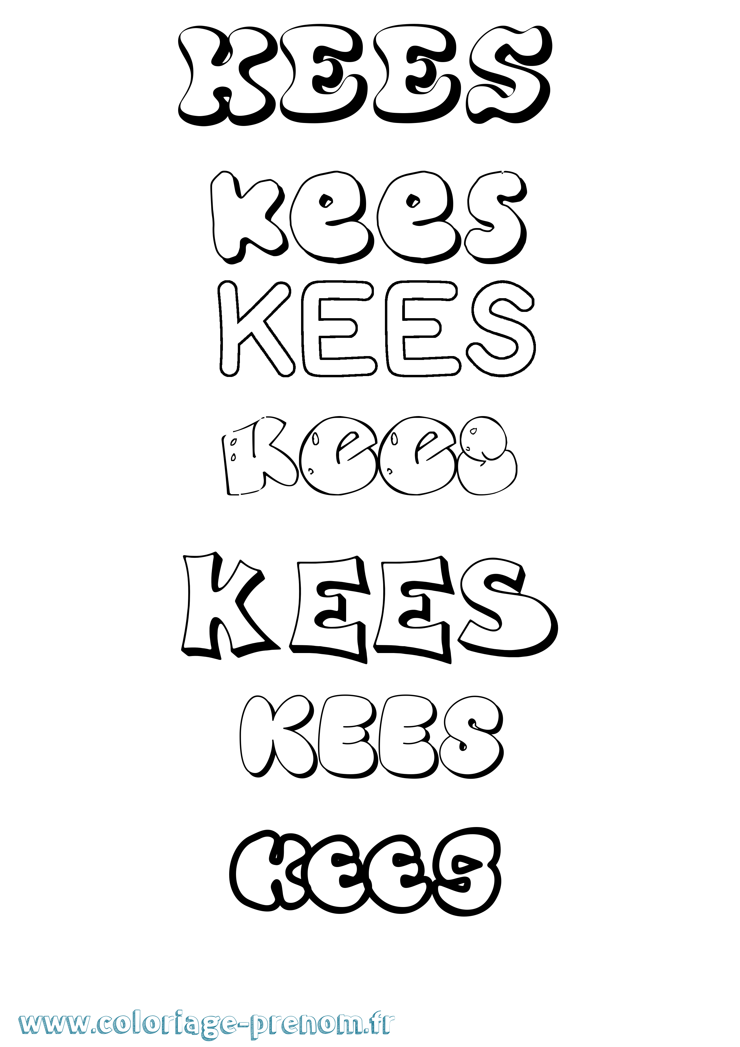 Coloriage Kees Bubble Coloriage prénom Kees Bubble