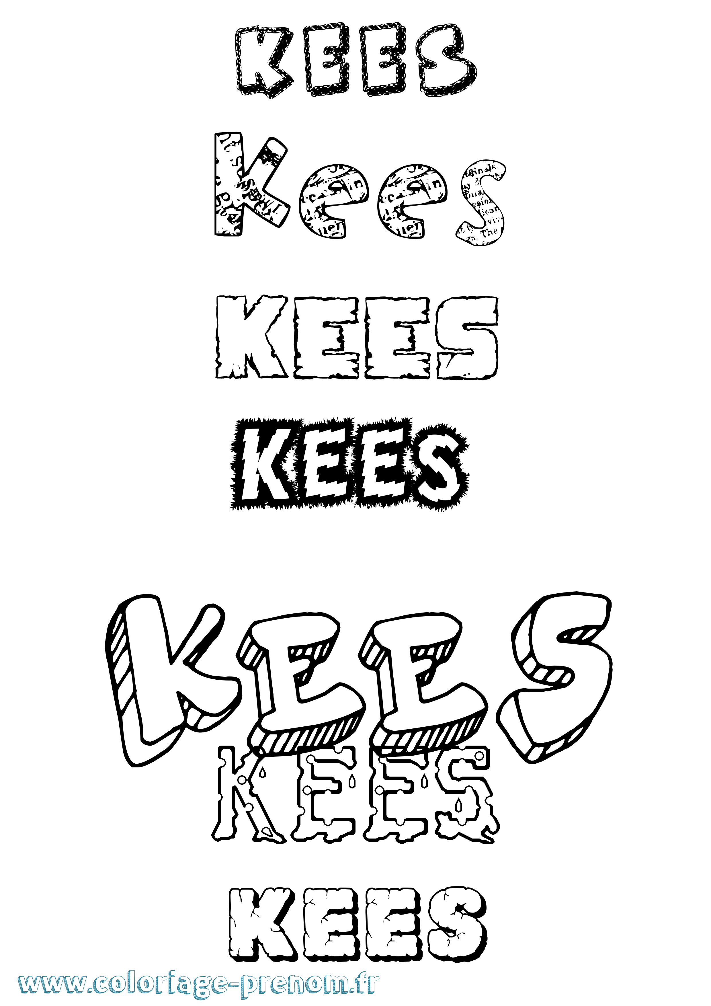 Coloriage Kees Destructuré Coloriage prénom Kees Destructuré