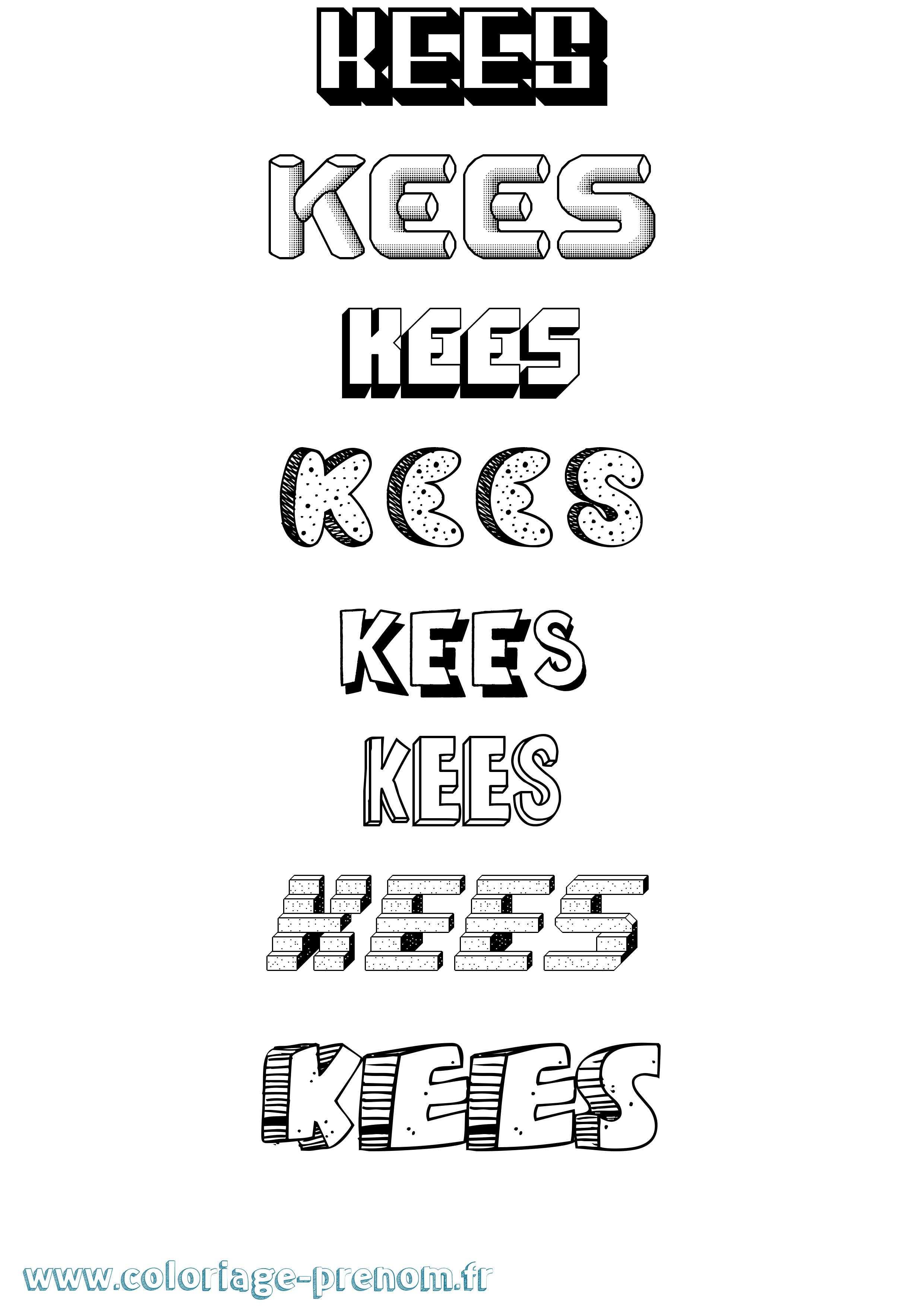 Coloriage Kees Effet 3D Coloriage prénom Kees Effet 3D