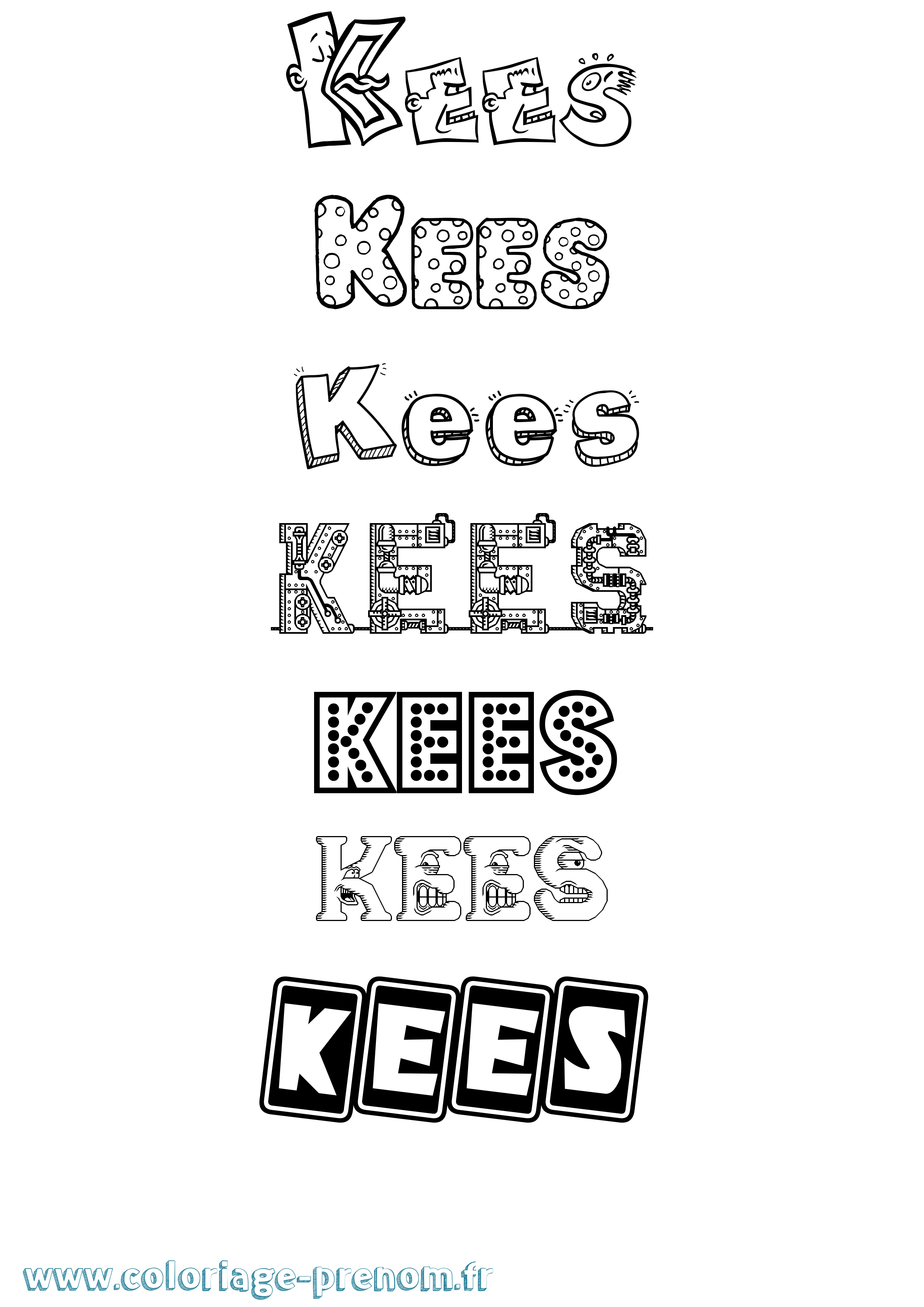 Coloriage Kees Fun Coloriage prénom Kees Fun