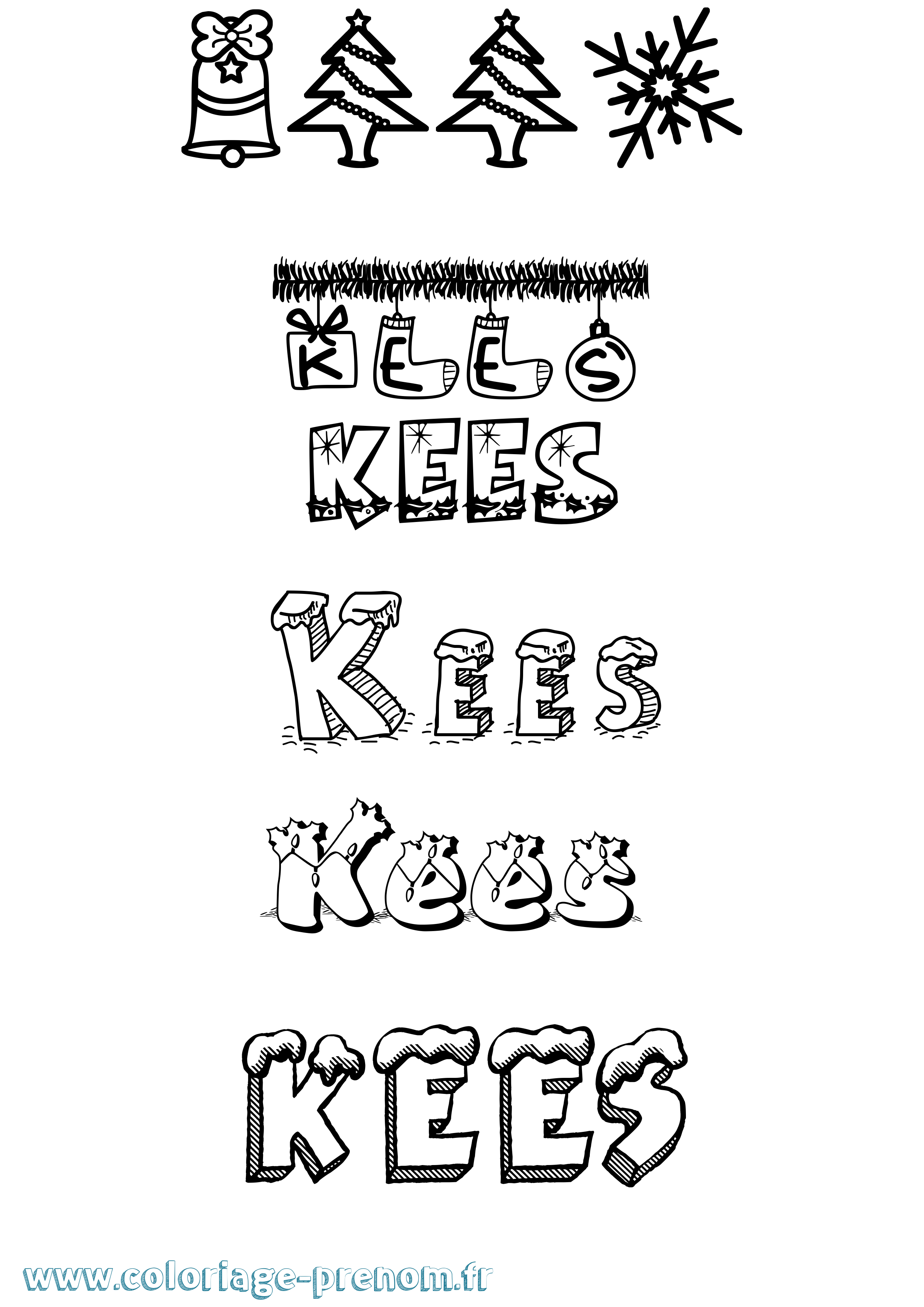 Coloriage Kees Noël Coloriage prénom Kees Noël