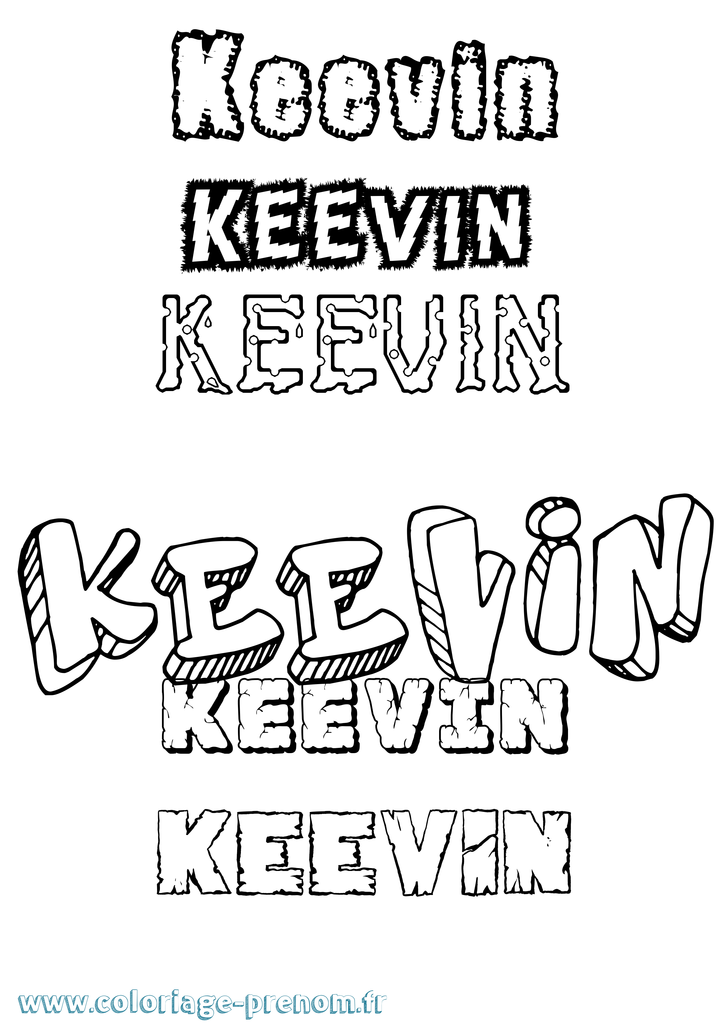 Coloriage prénom Keevin Destructuré
