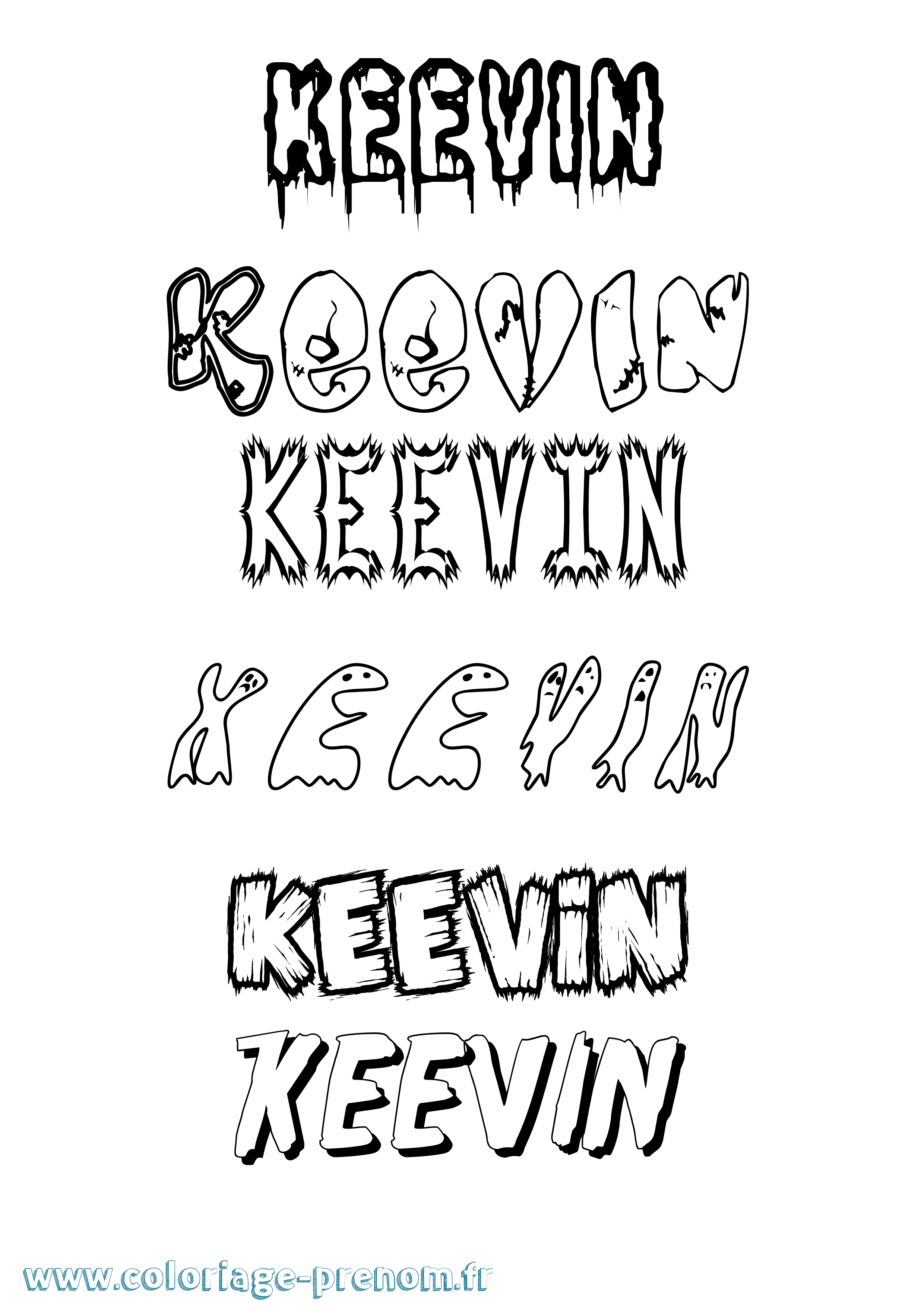 Coloriage prénom Keevin Frisson