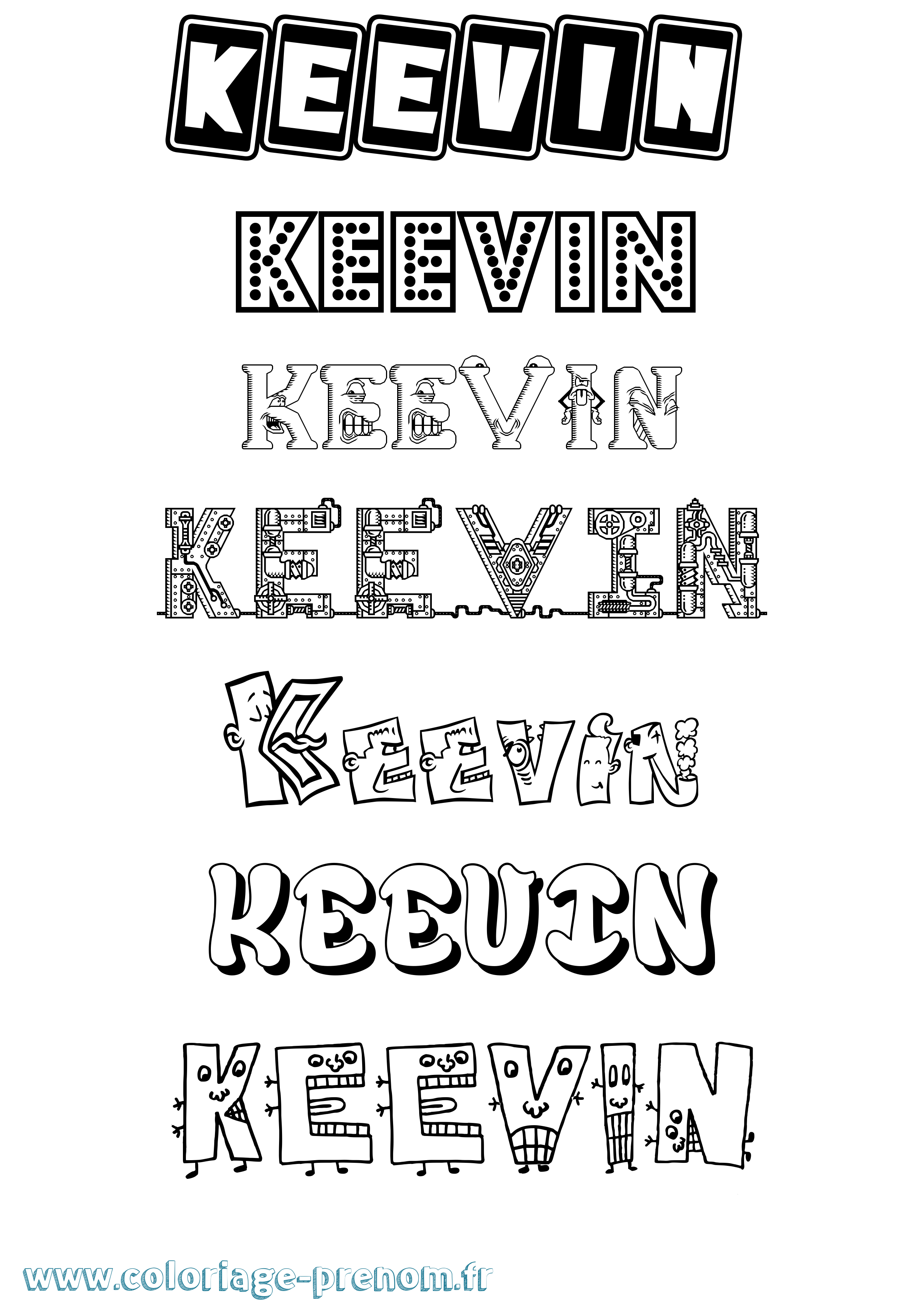 Coloriage prénom Keevin Fun