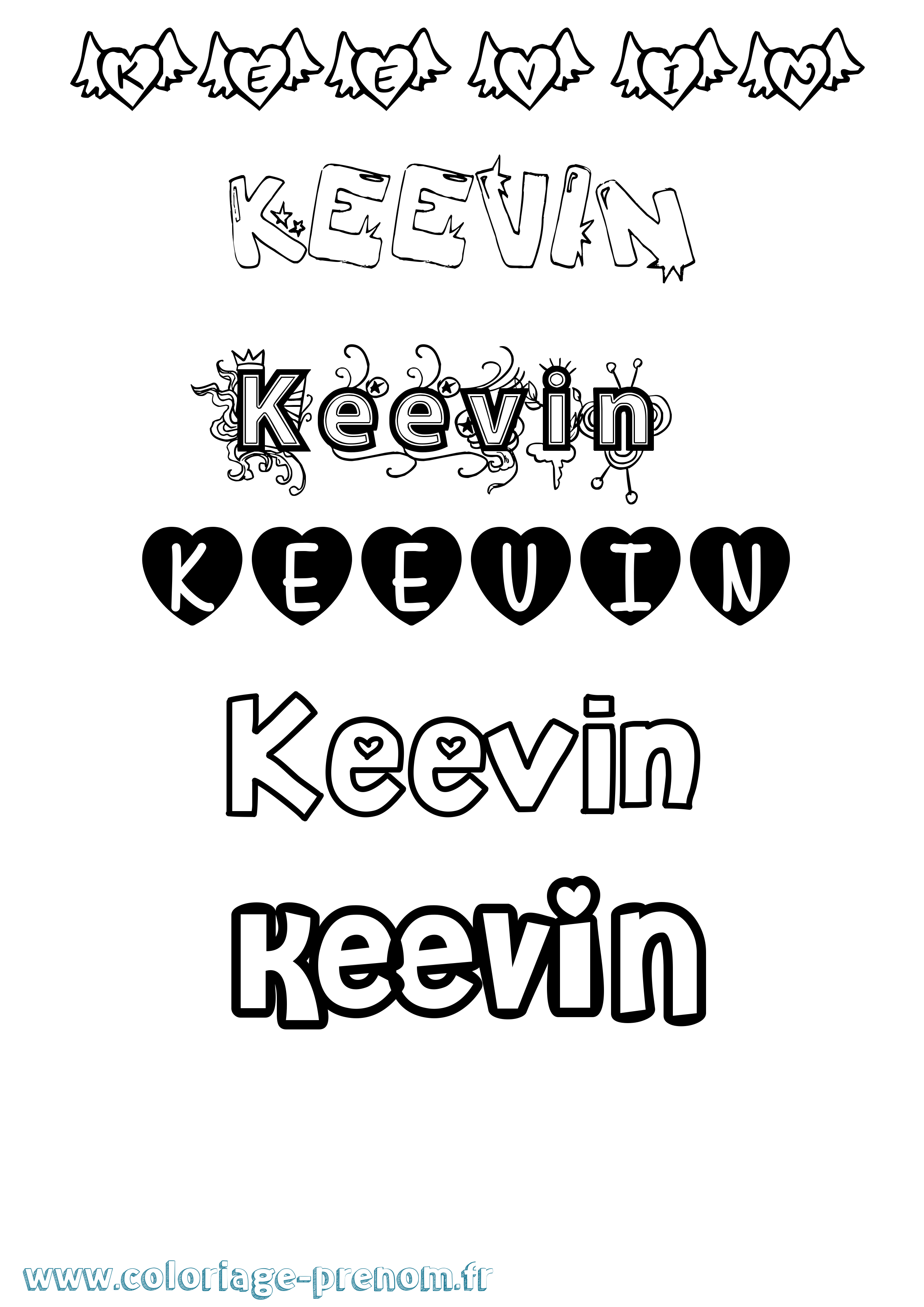 Coloriage prénom Keevin Girly