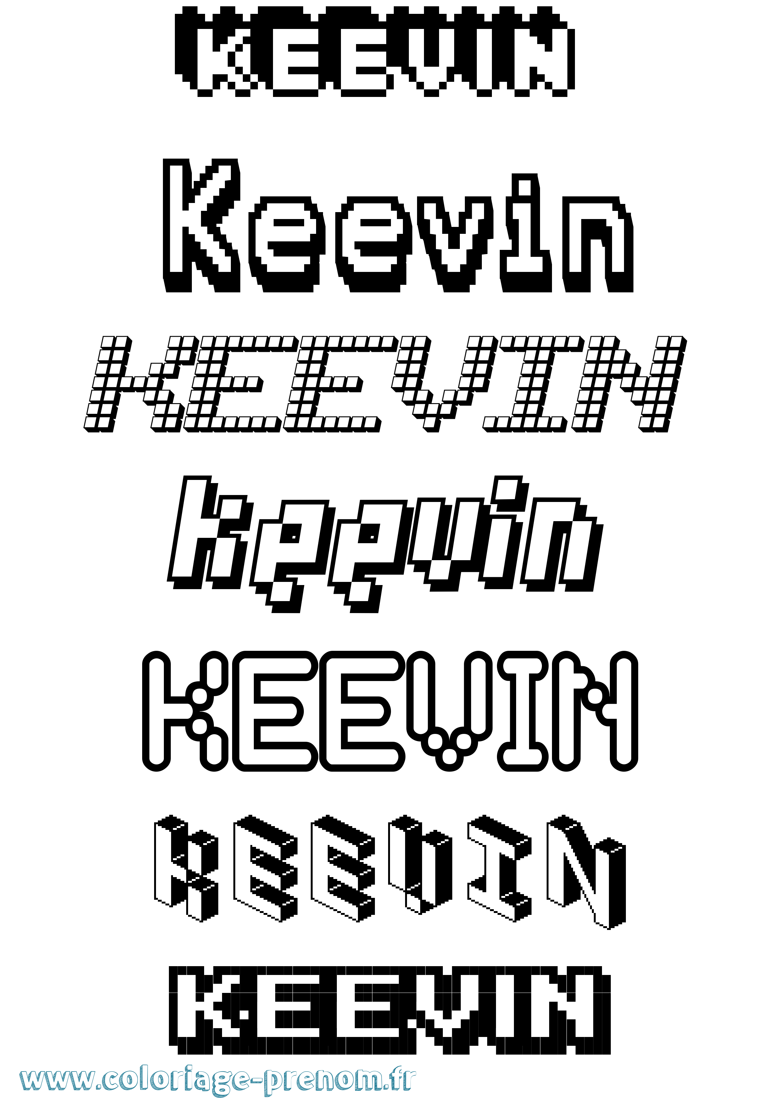 Coloriage prénom Keevin Pixel