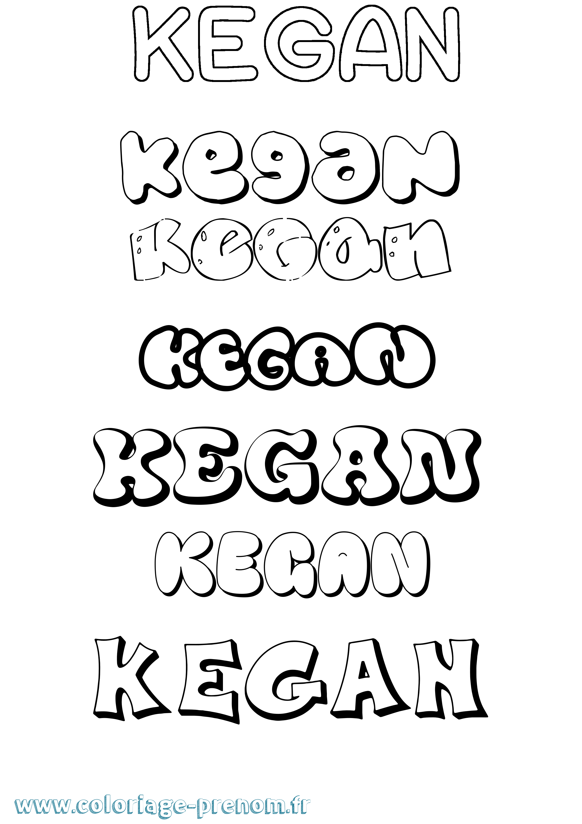 Coloriage prénom Kegan Bubble