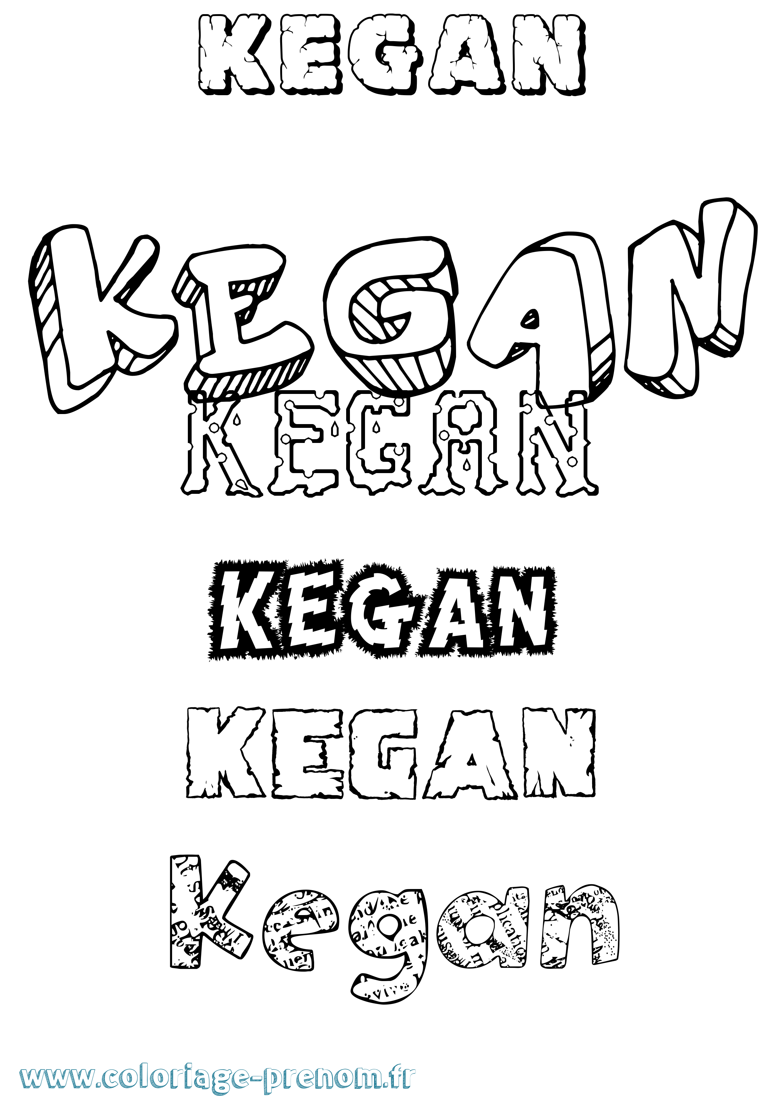 Coloriage prénom Kegan Destructuré