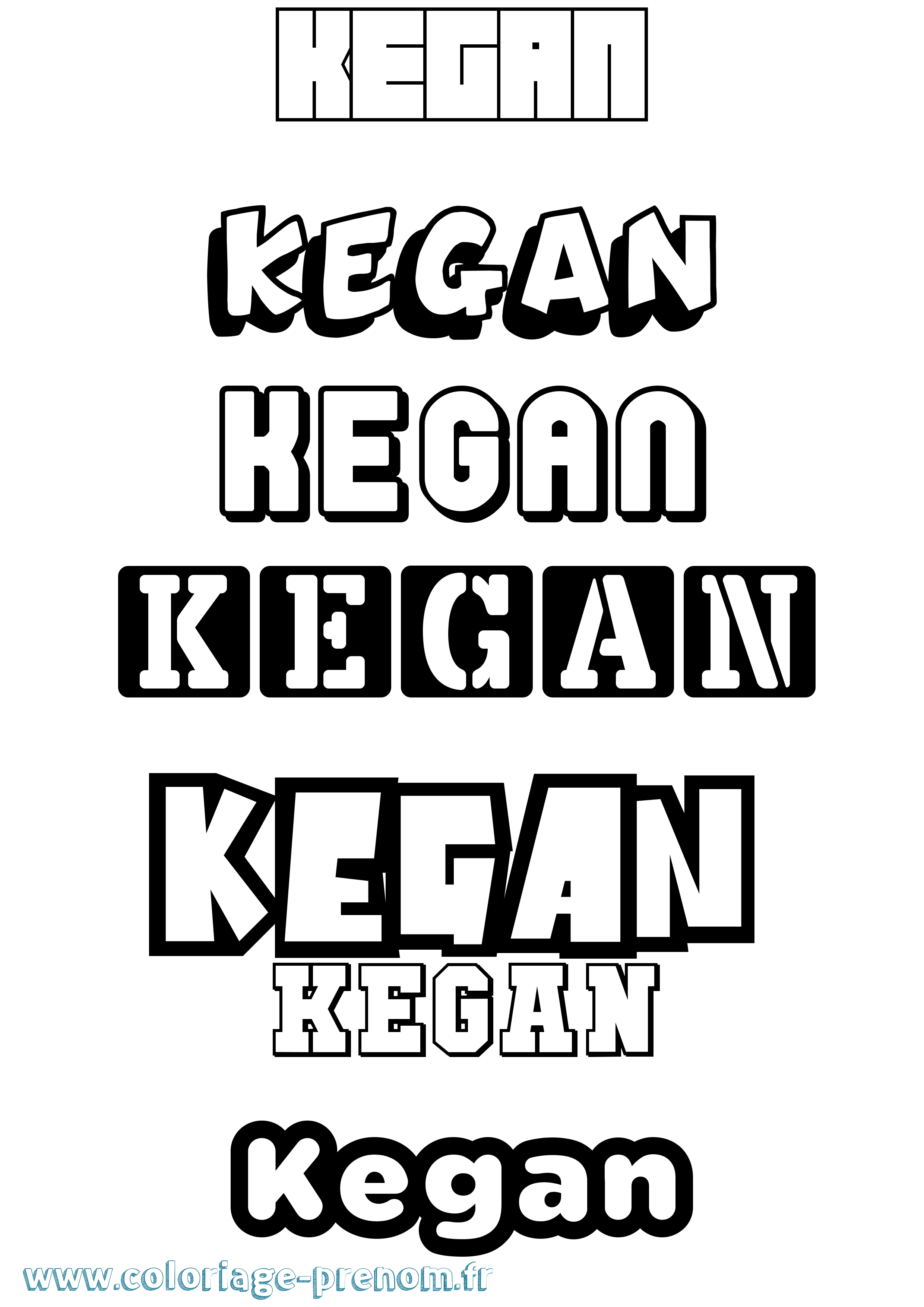 Coloriage prénom Kegan Simple