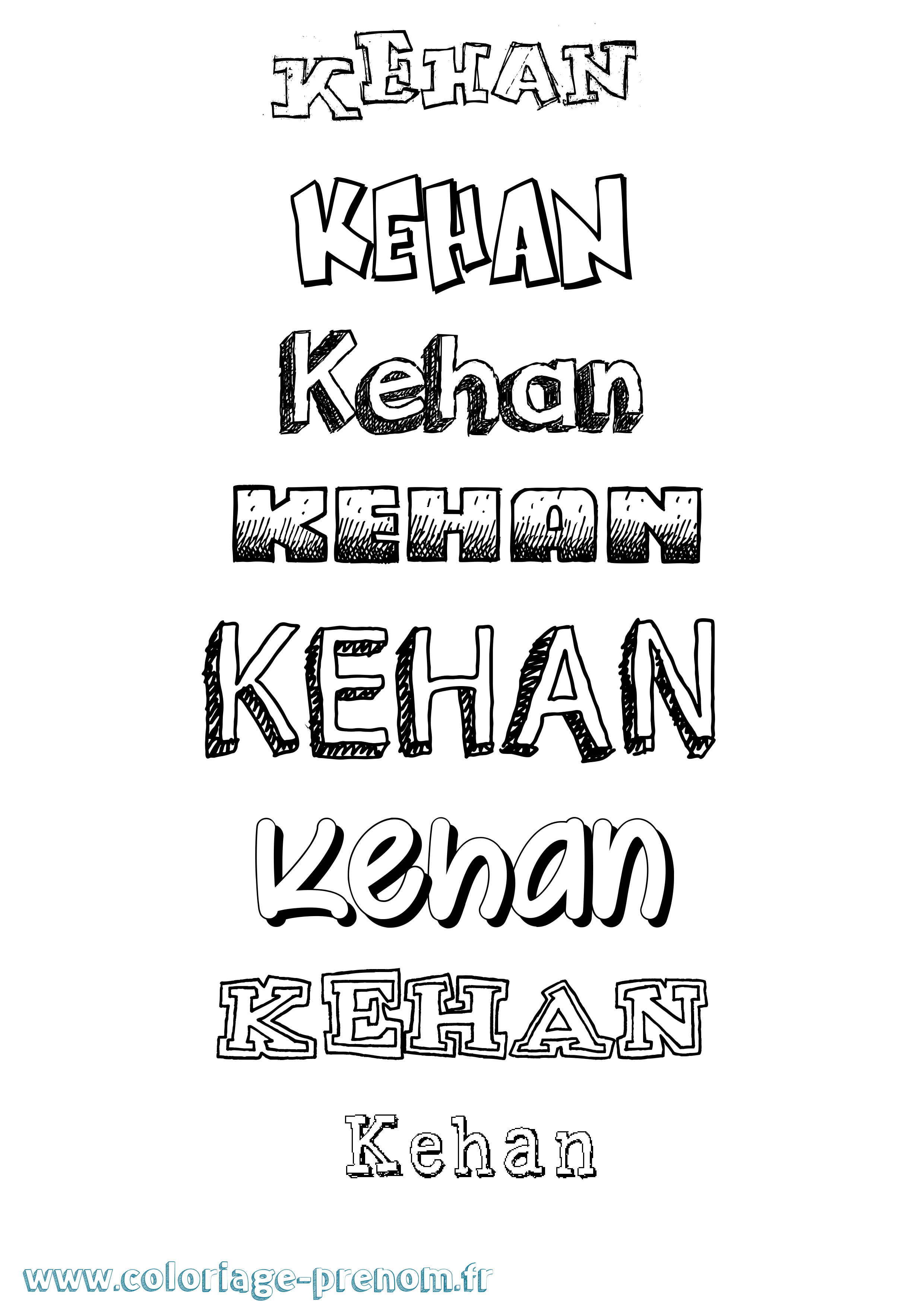 Coloriage prénom Kehan Dessiné
