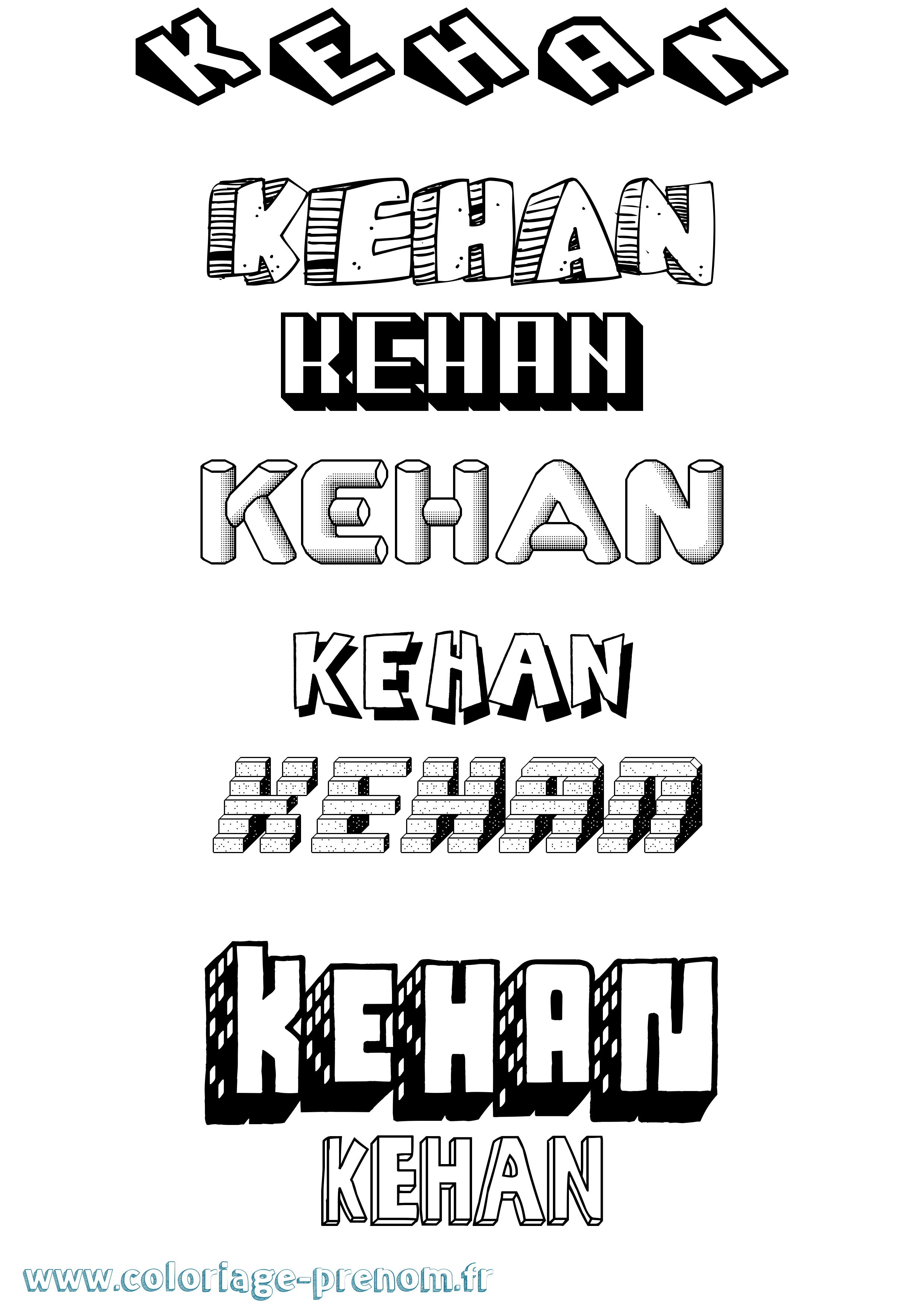 Coloriage prénom Kehan Effet 3D