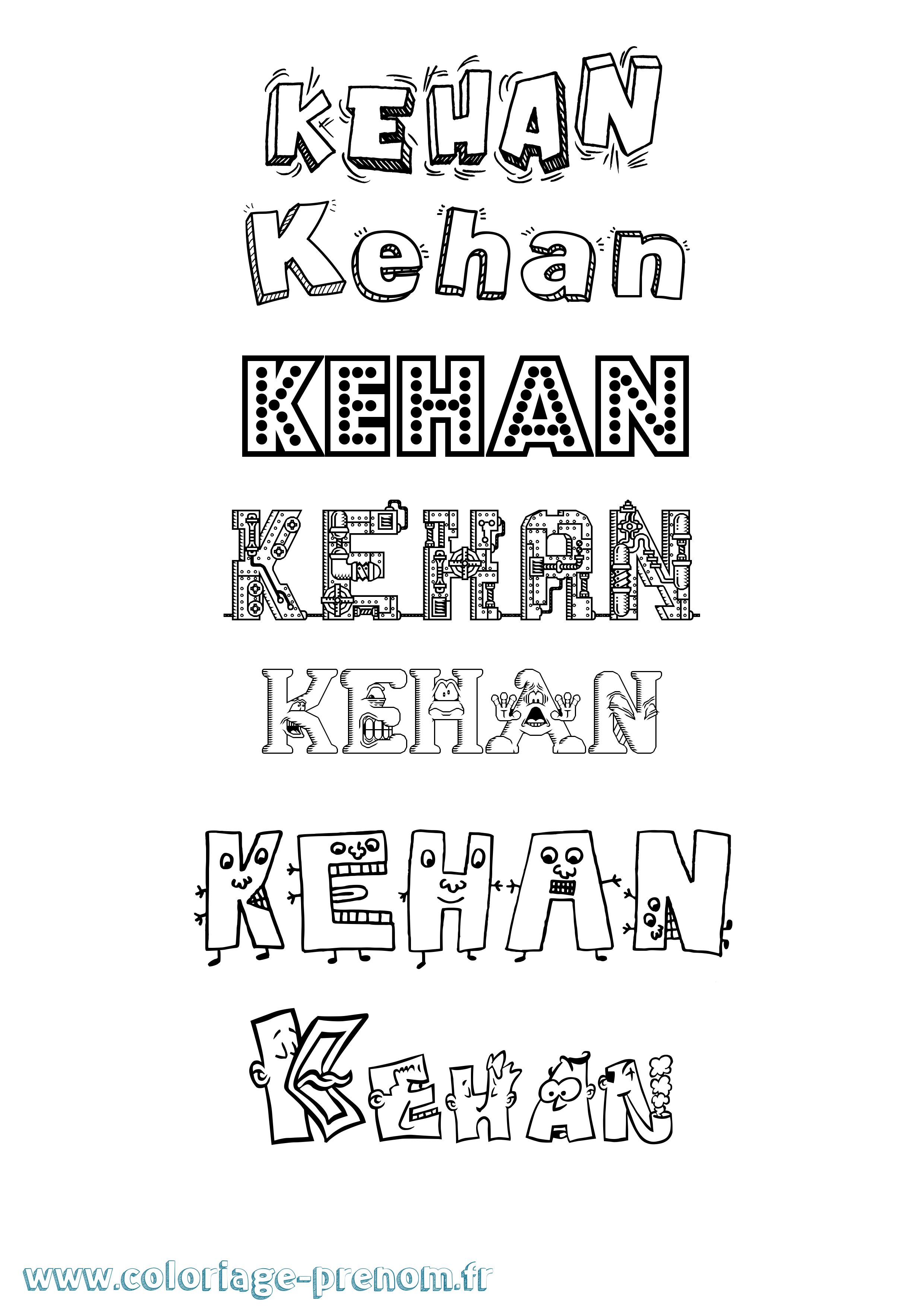 Coloriage prénom Kehan Fun