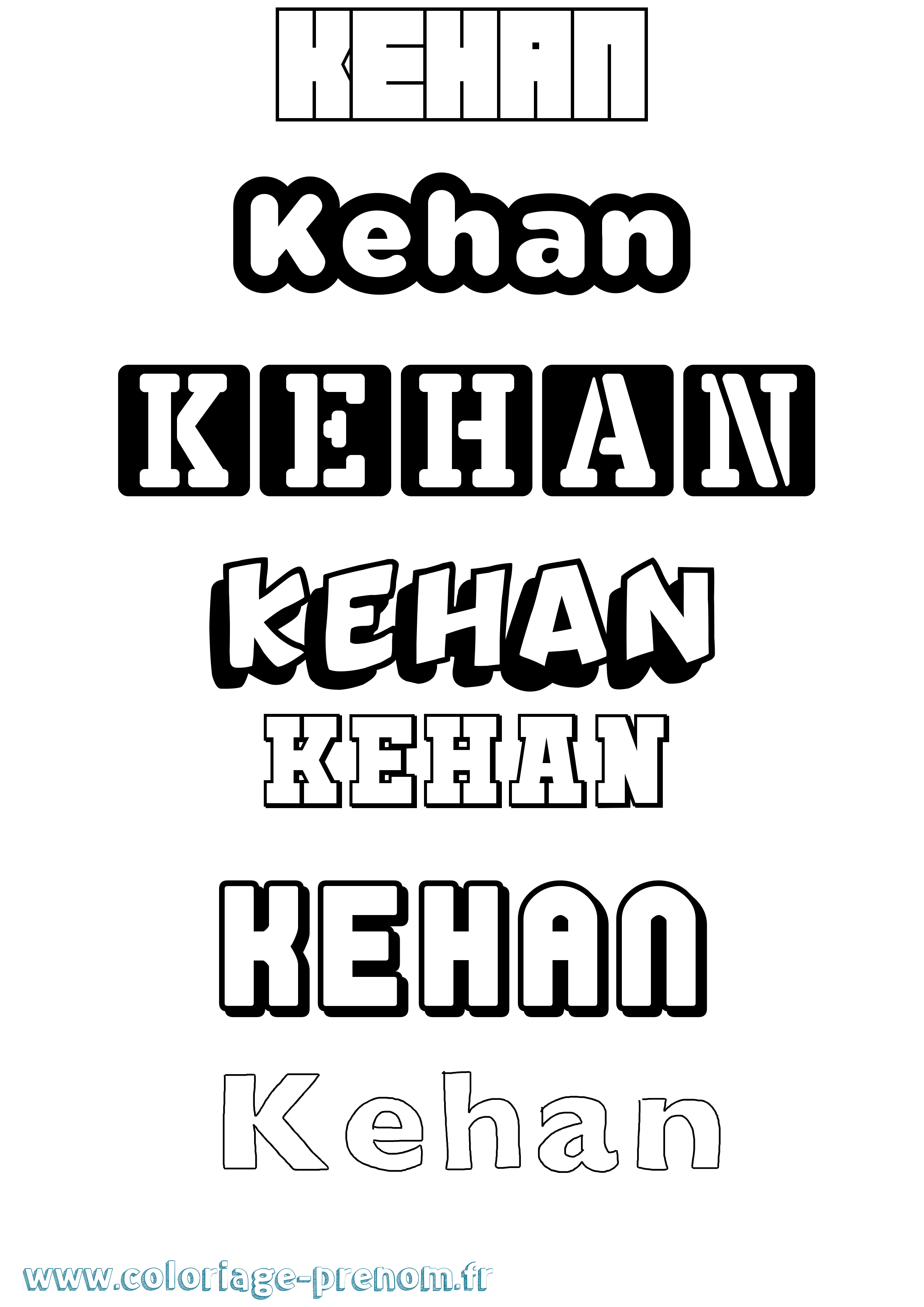 Coloriage prénom Kehan Simple