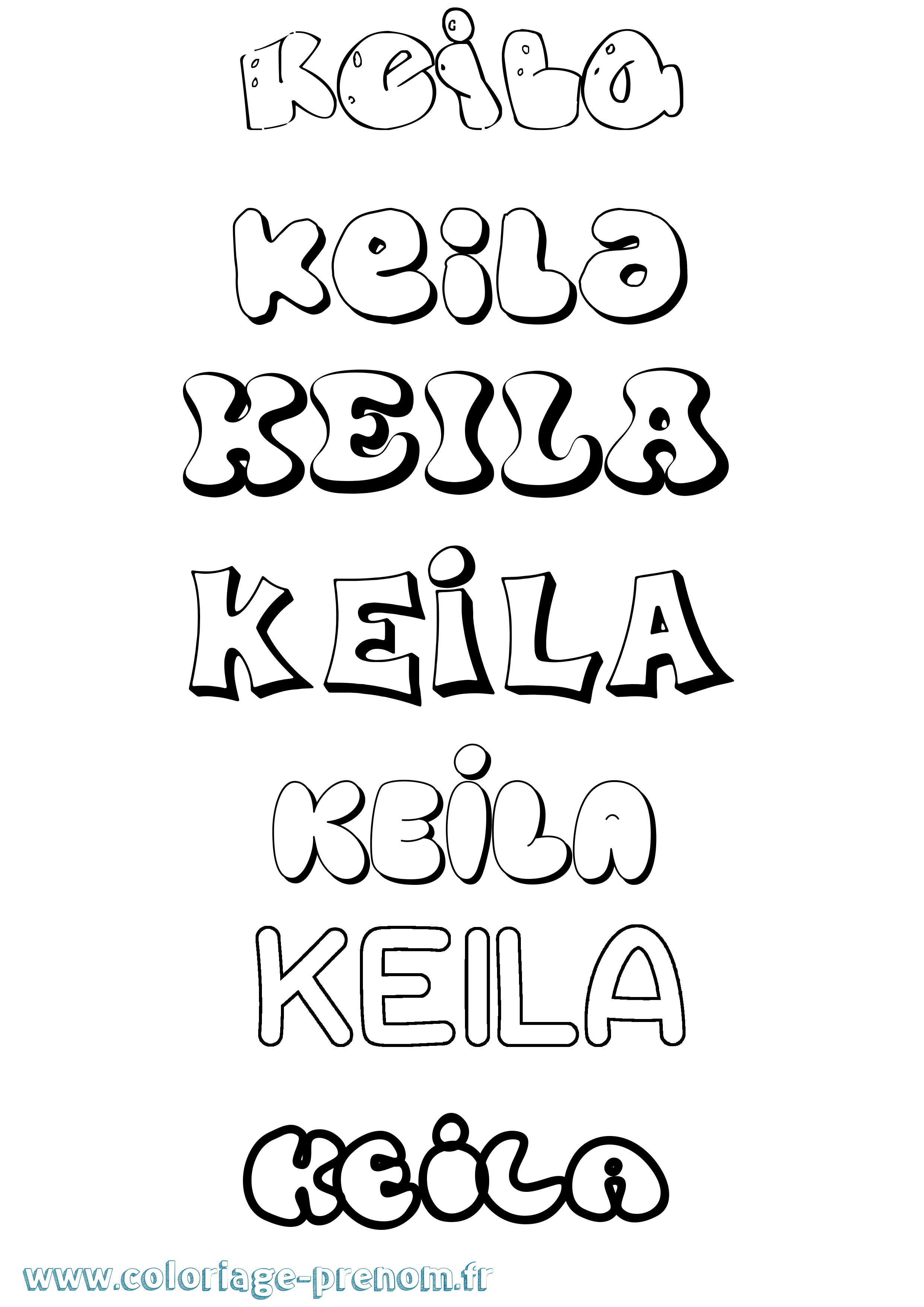Coloriage prénom Keila Bubble