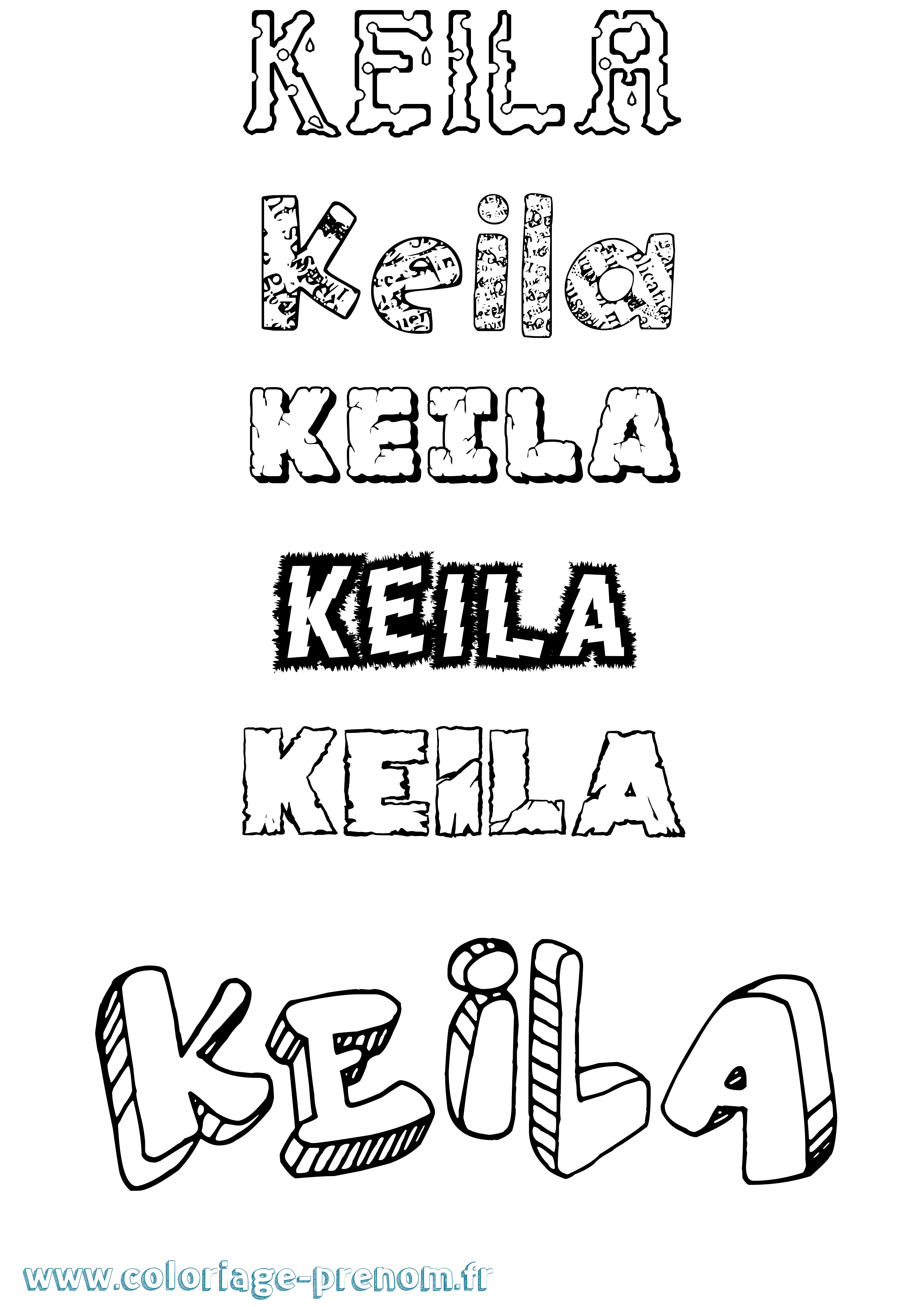Coloriage prénom Keila Destructuré
