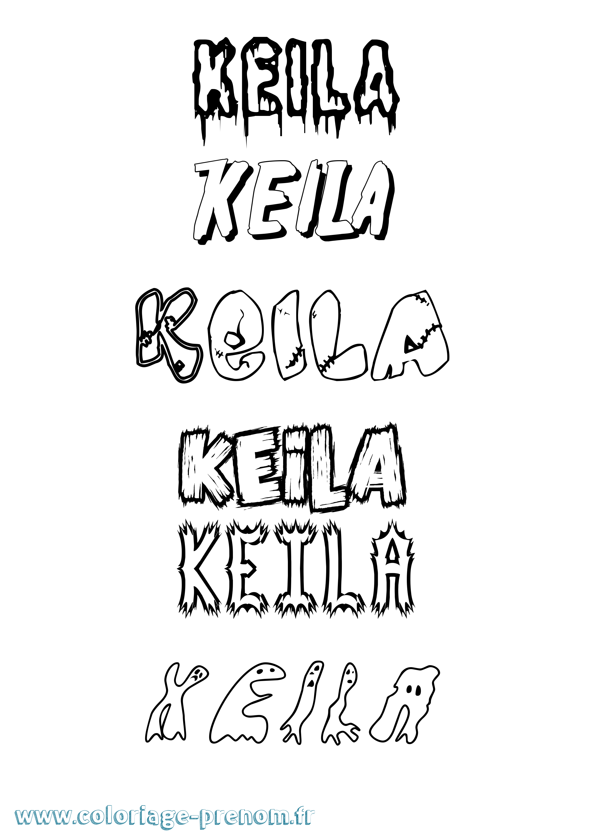 Coloriage prénom Keila Frisson