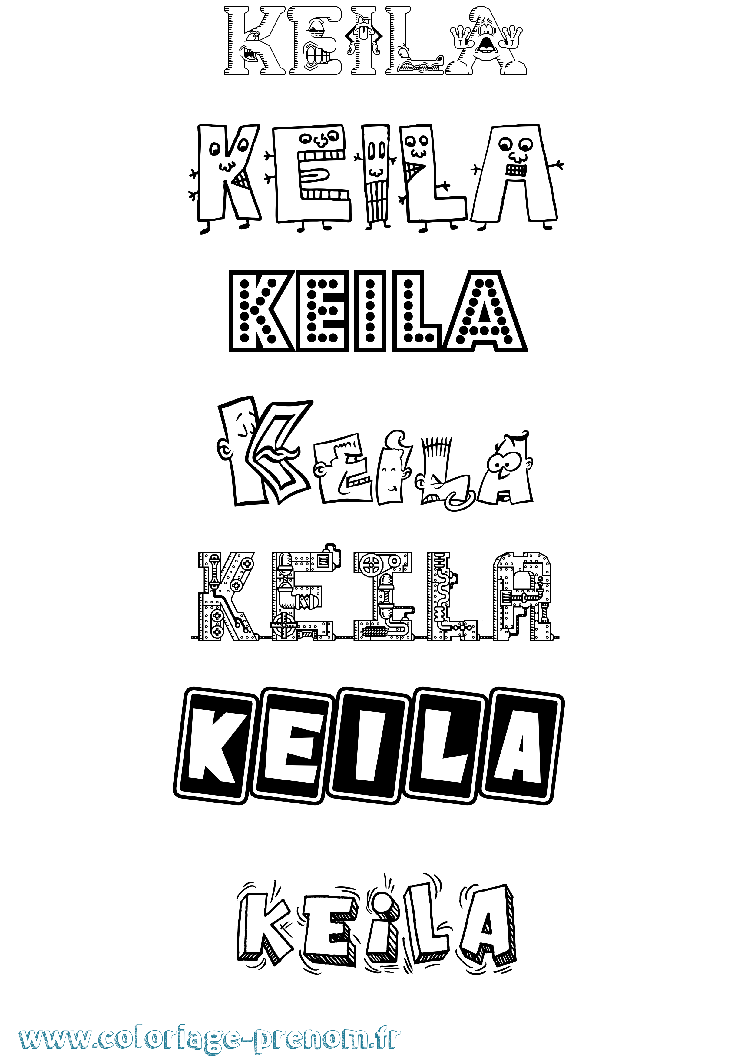 Coloriage prénom Keila Fun