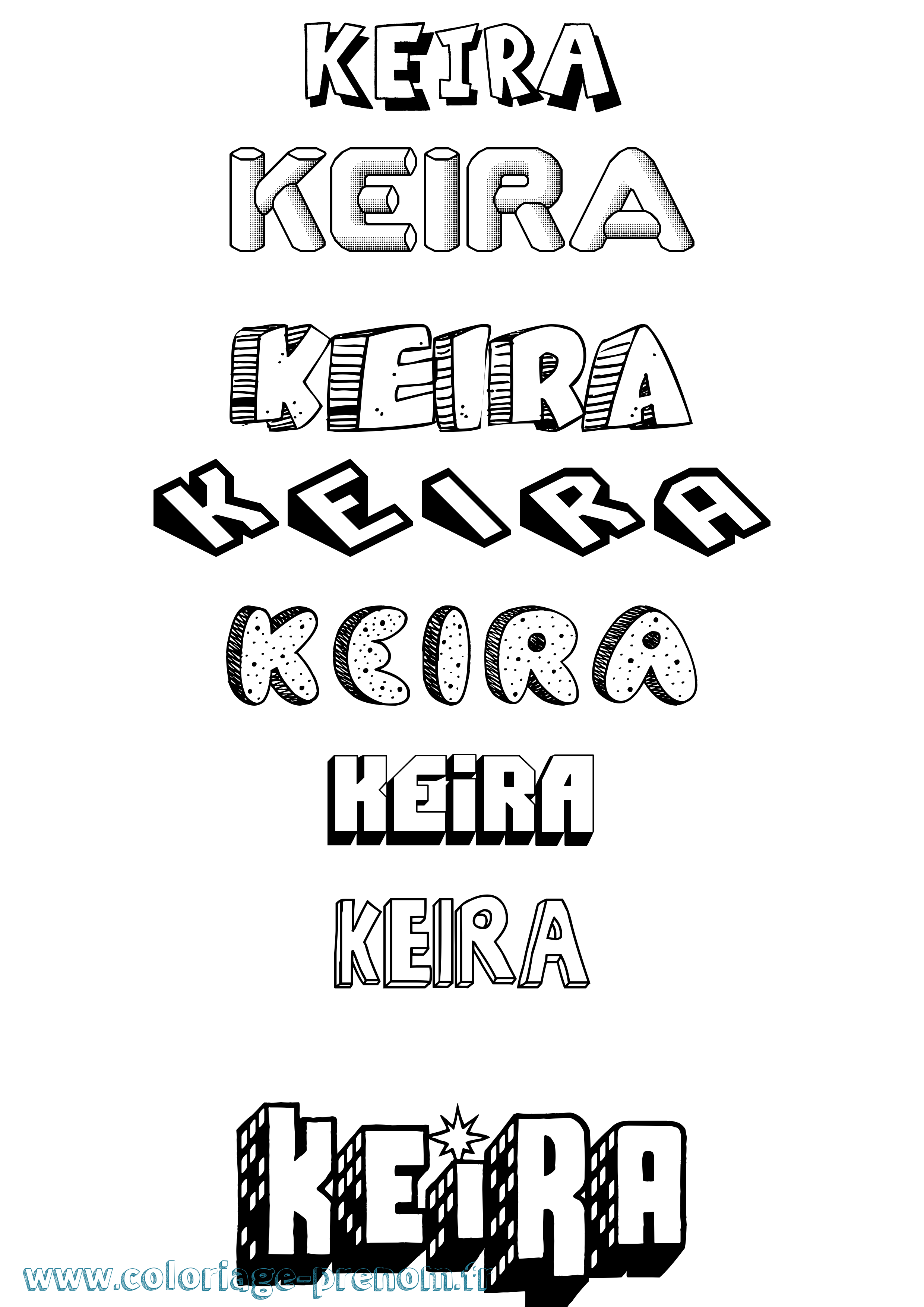 Coloriage prénom Keira Effet 3D